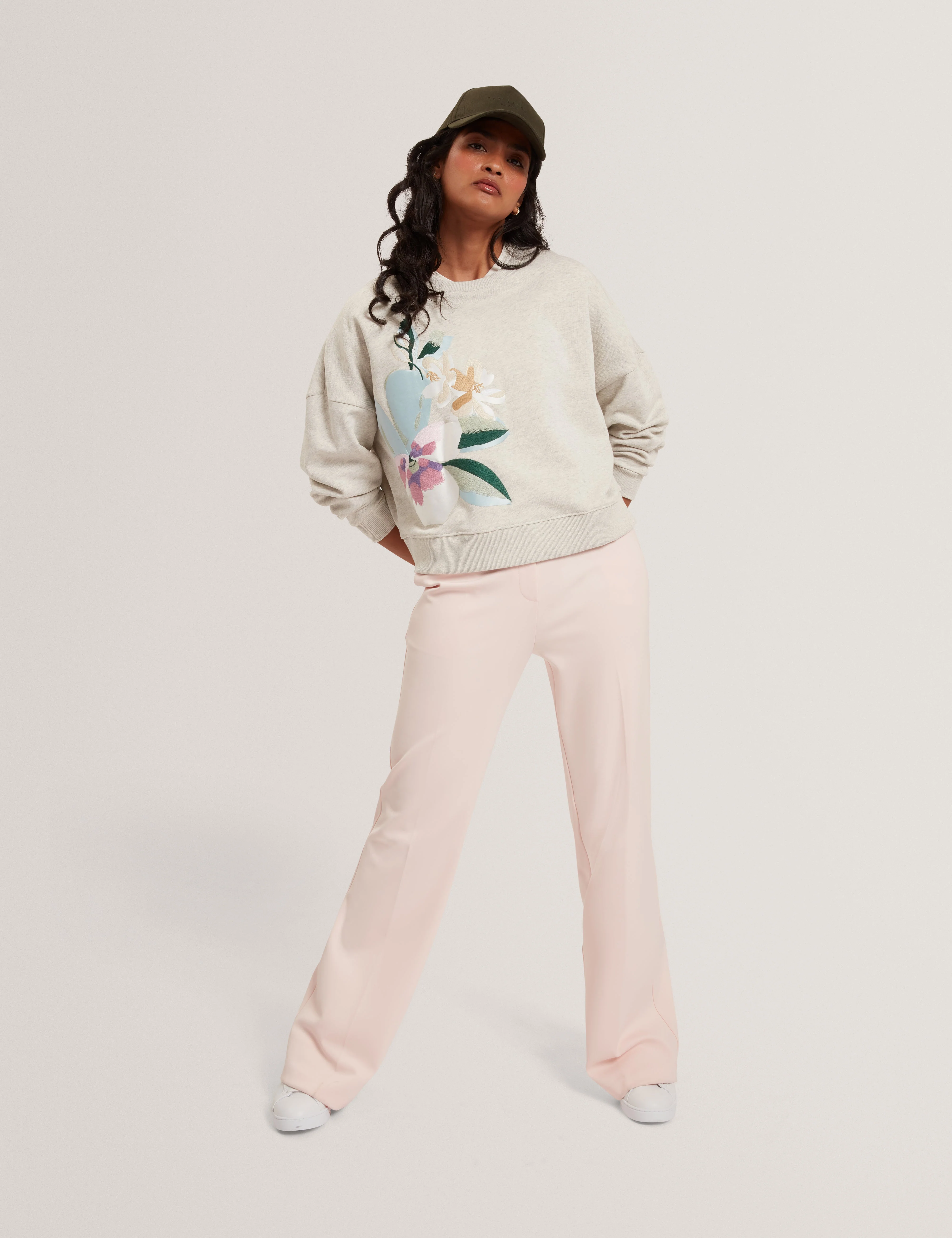 Brookla Printed Embroidered Sweatshirt Grey - Image 6