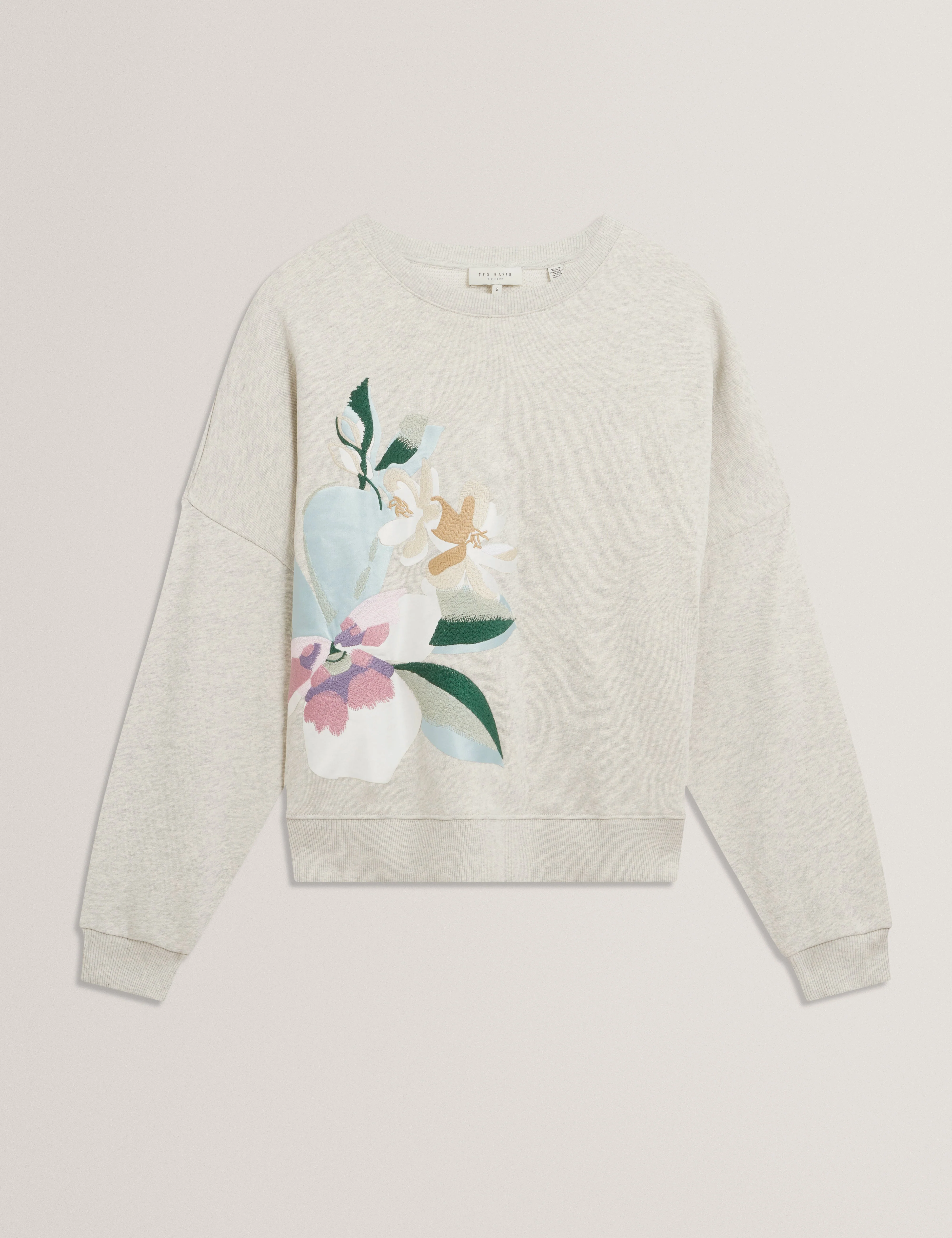 Brookla Printed Embroidered Sweatshirt Grey - Image 7