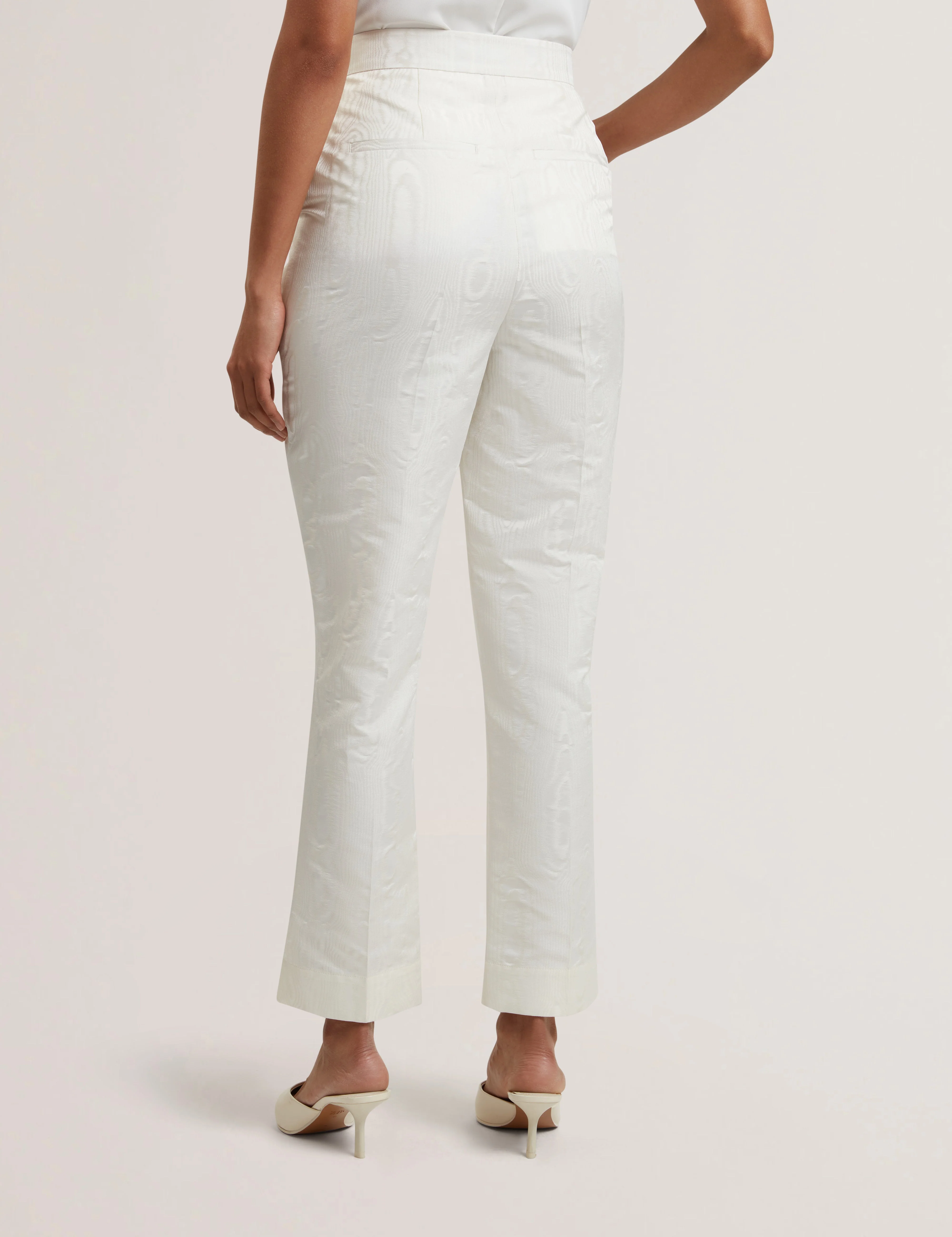 Cabirit Moire Jacquard Tailored Tapered Trouser Ivory - Image 5