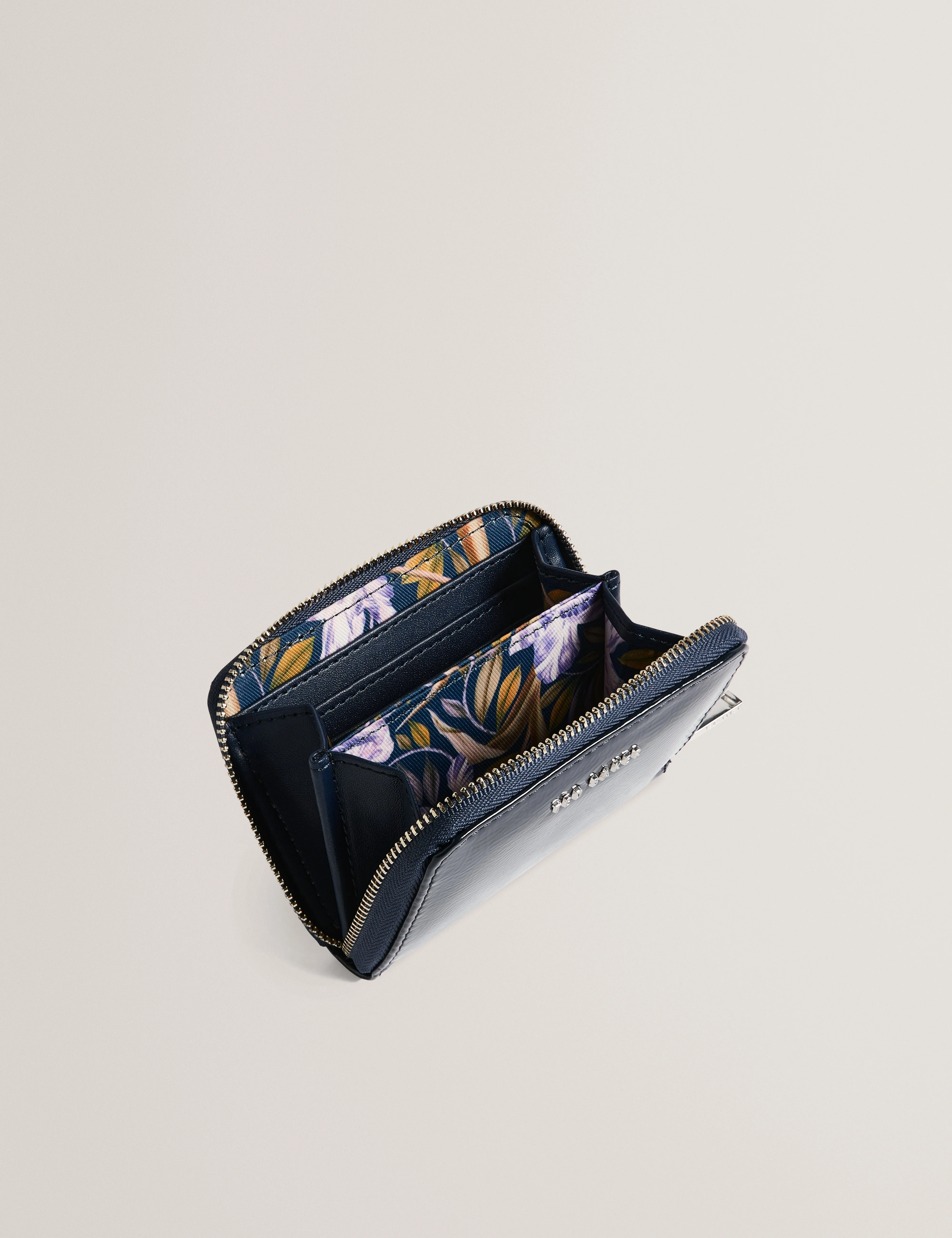 Cailee Small Crinkle Zip Around Purse Navy - Image 4