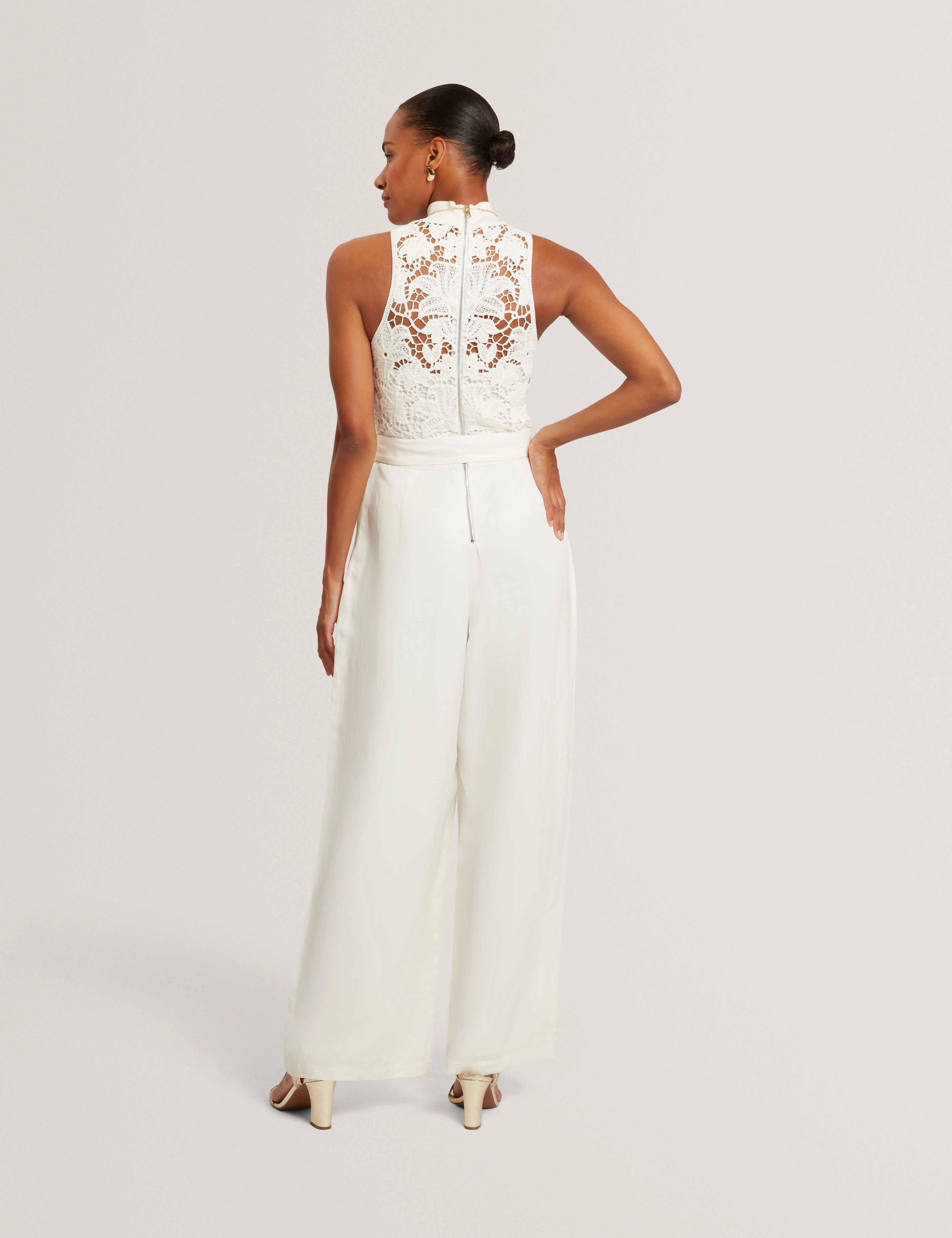 Calanta Crochet Mockable Jumpsuit Ivory - Image 5