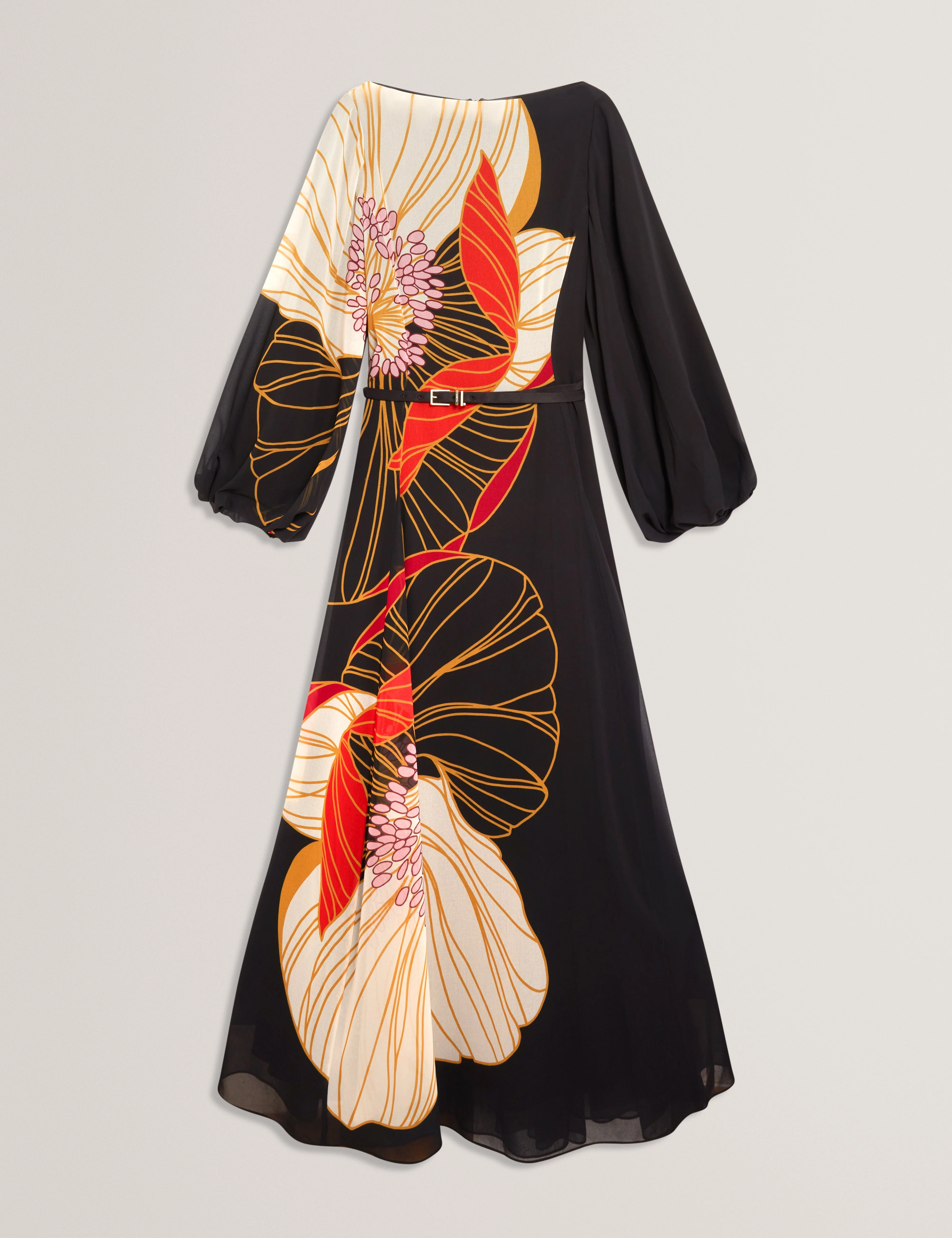 Cammeli Long Sleeve Printed Maxi Dress Black - Image 7