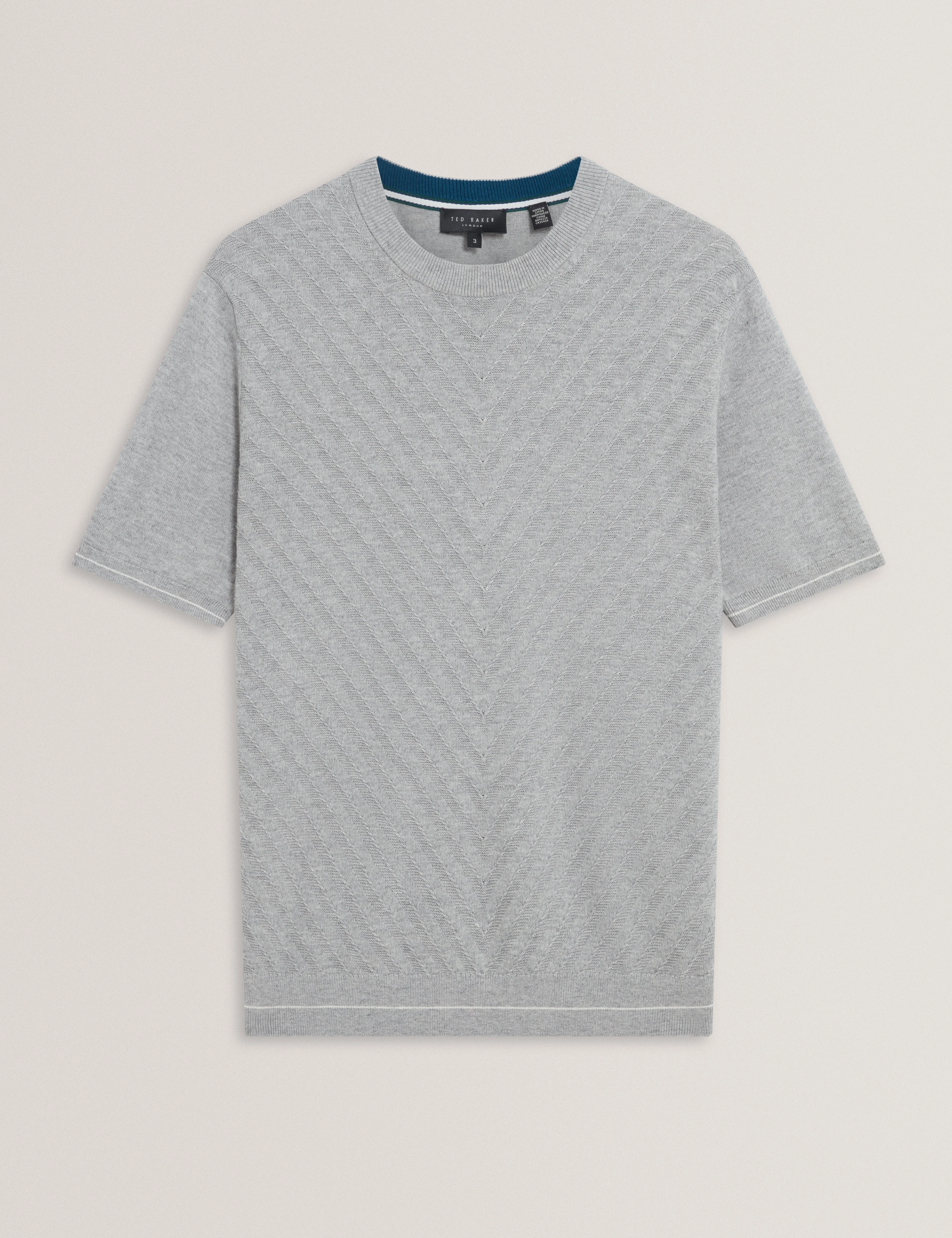 Canon Short Sleeve Chevron Stitch T Shirt Lt-Grey - Image 7
