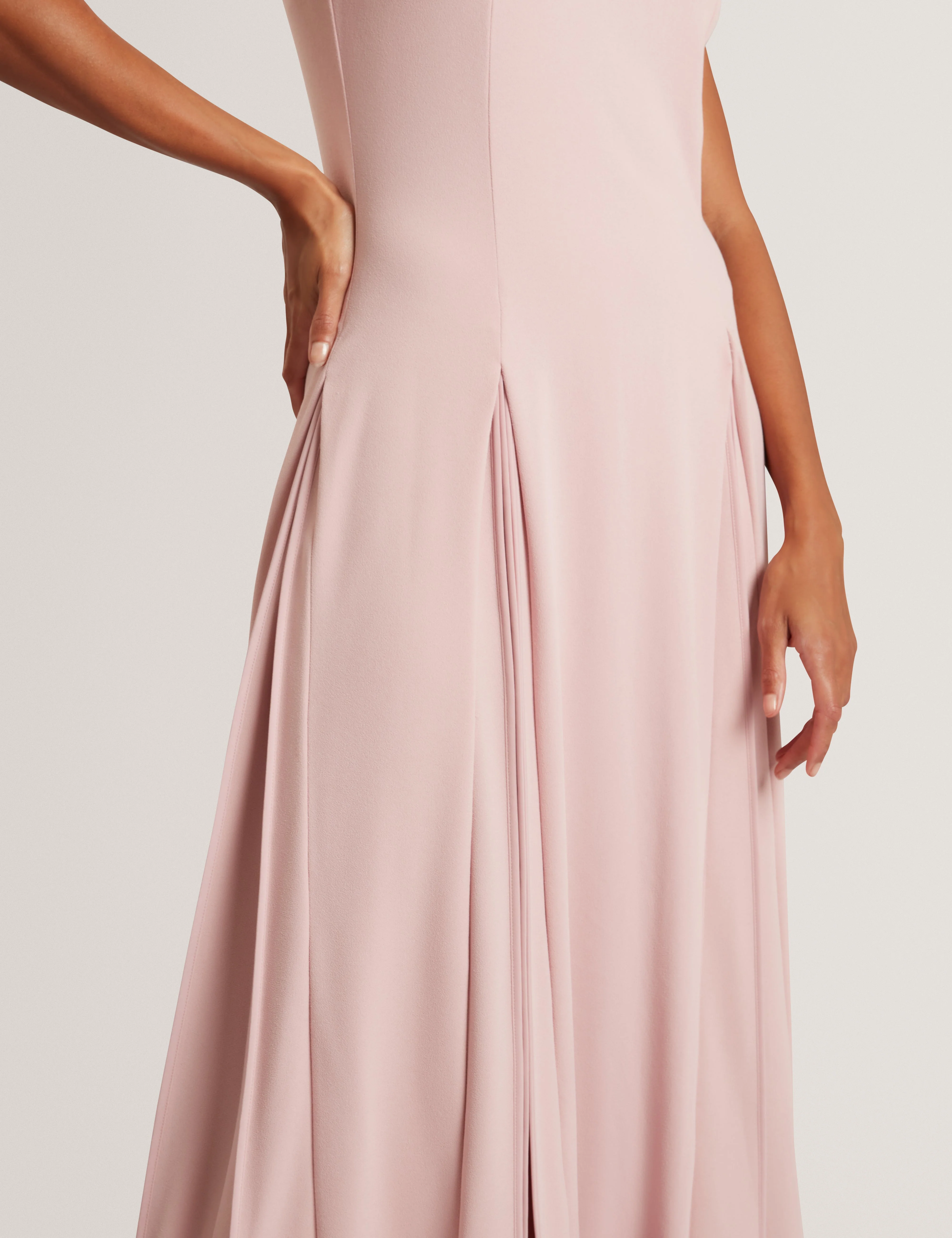 Carneli Midi Dress With Pleat Detail Dusky-Pink - Image 4
