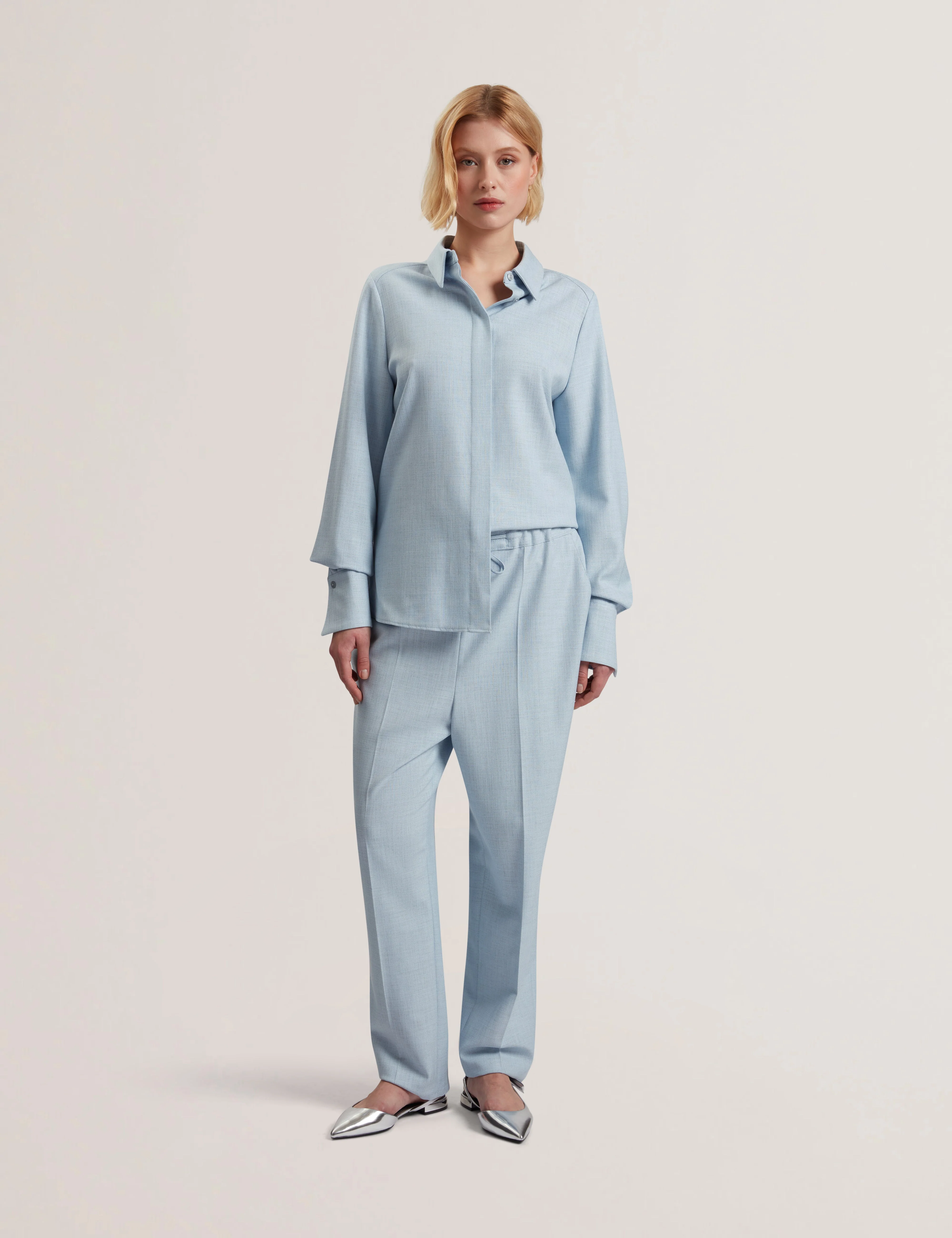 Carnis Tailored Longline Shirt Pl-Blue - Image 2