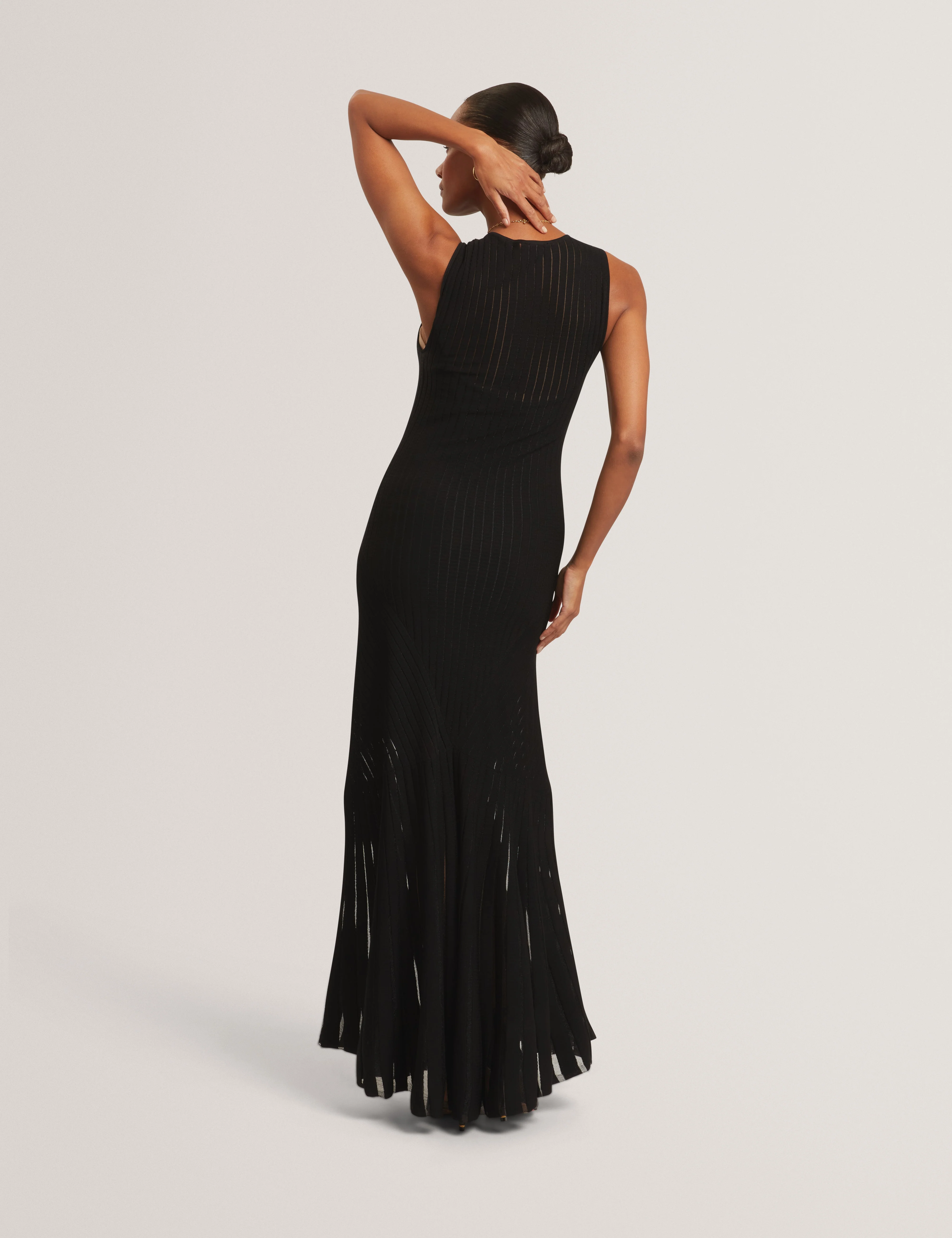 Casandr Stitch Detail Knitted Midi Dress Black - Image 5