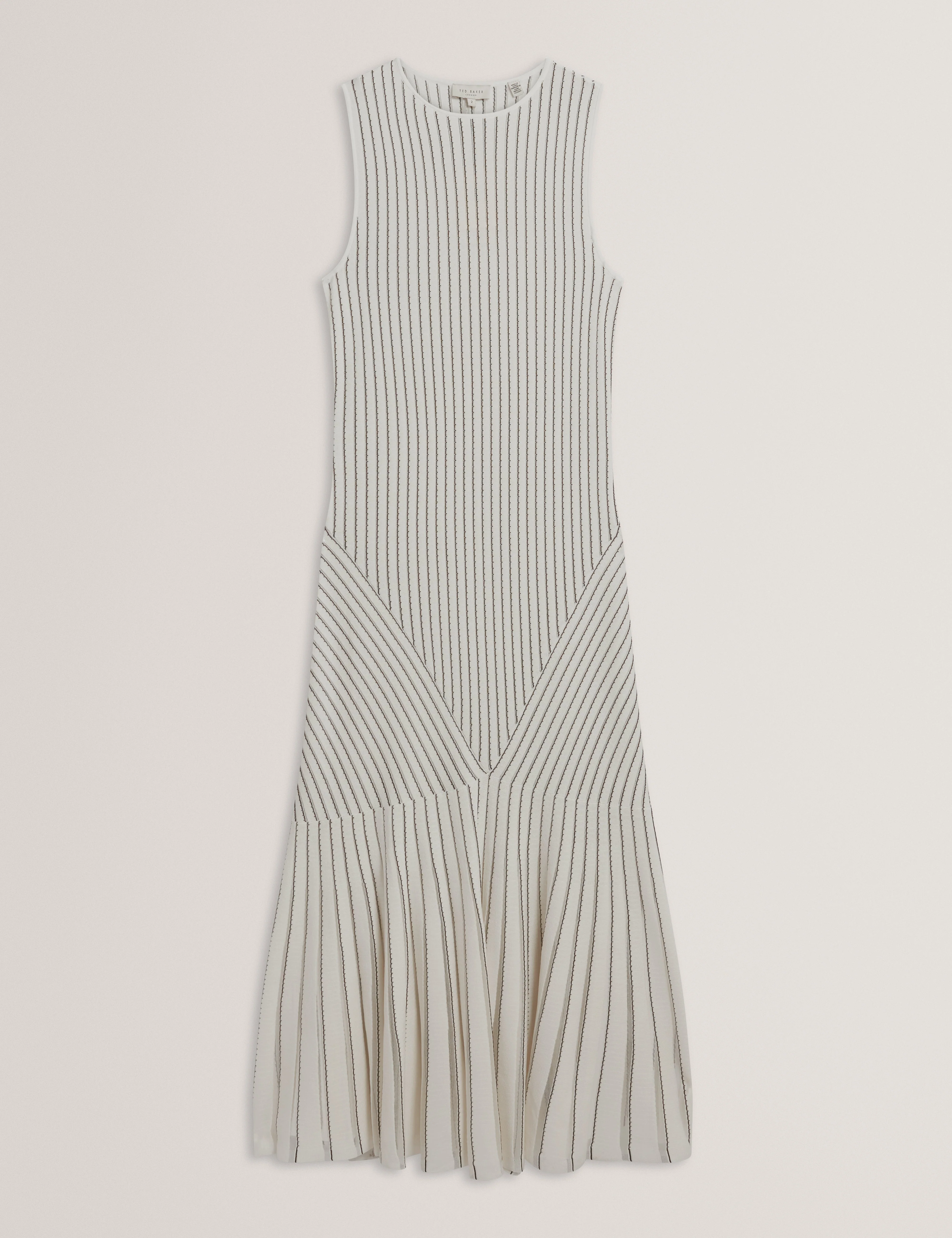 Casandr Stitch Detail Knitted Midi Dress Ivory - Image 7