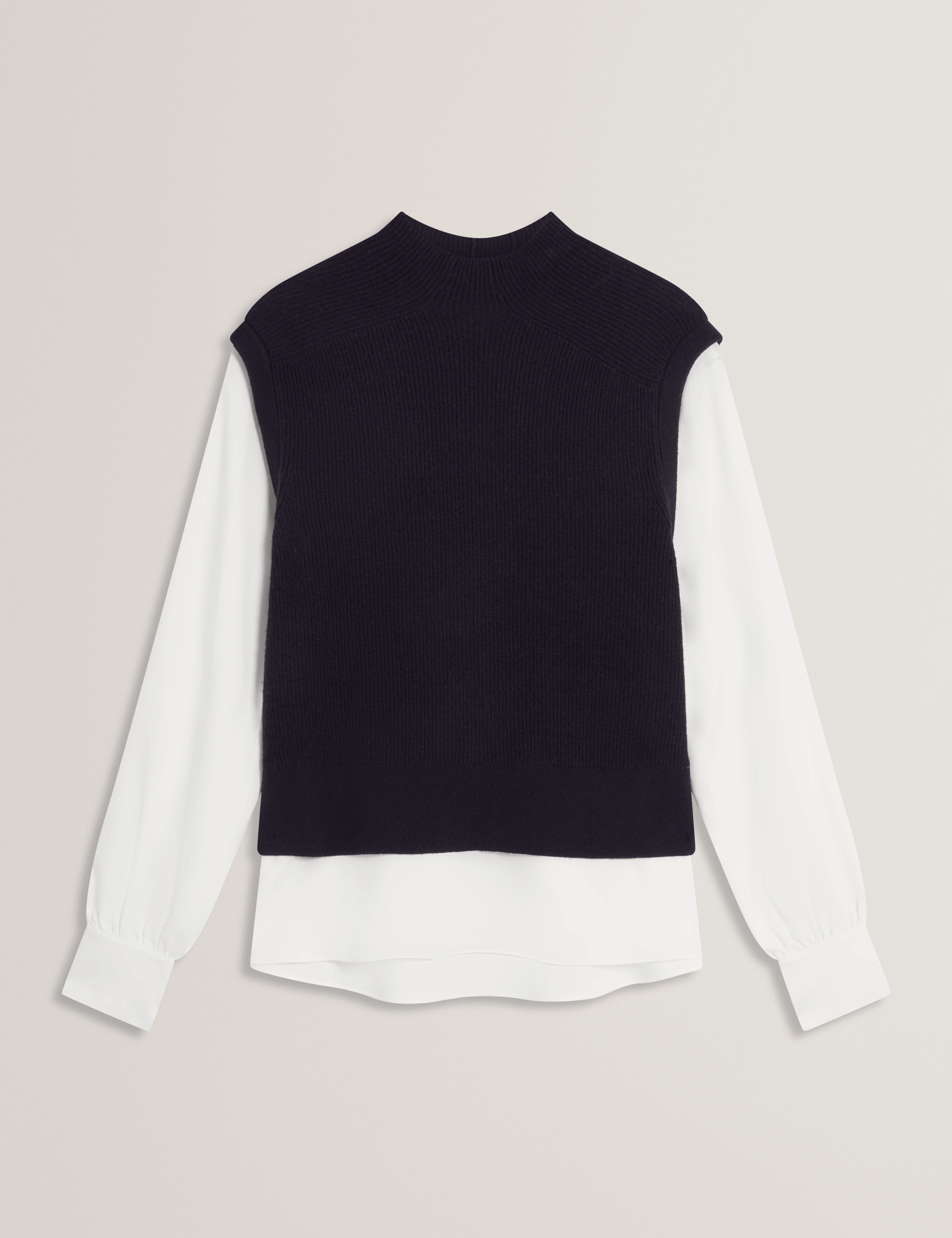 Caycey Woven Sleeve Knitted Jumper Dk-Navy - Image 7