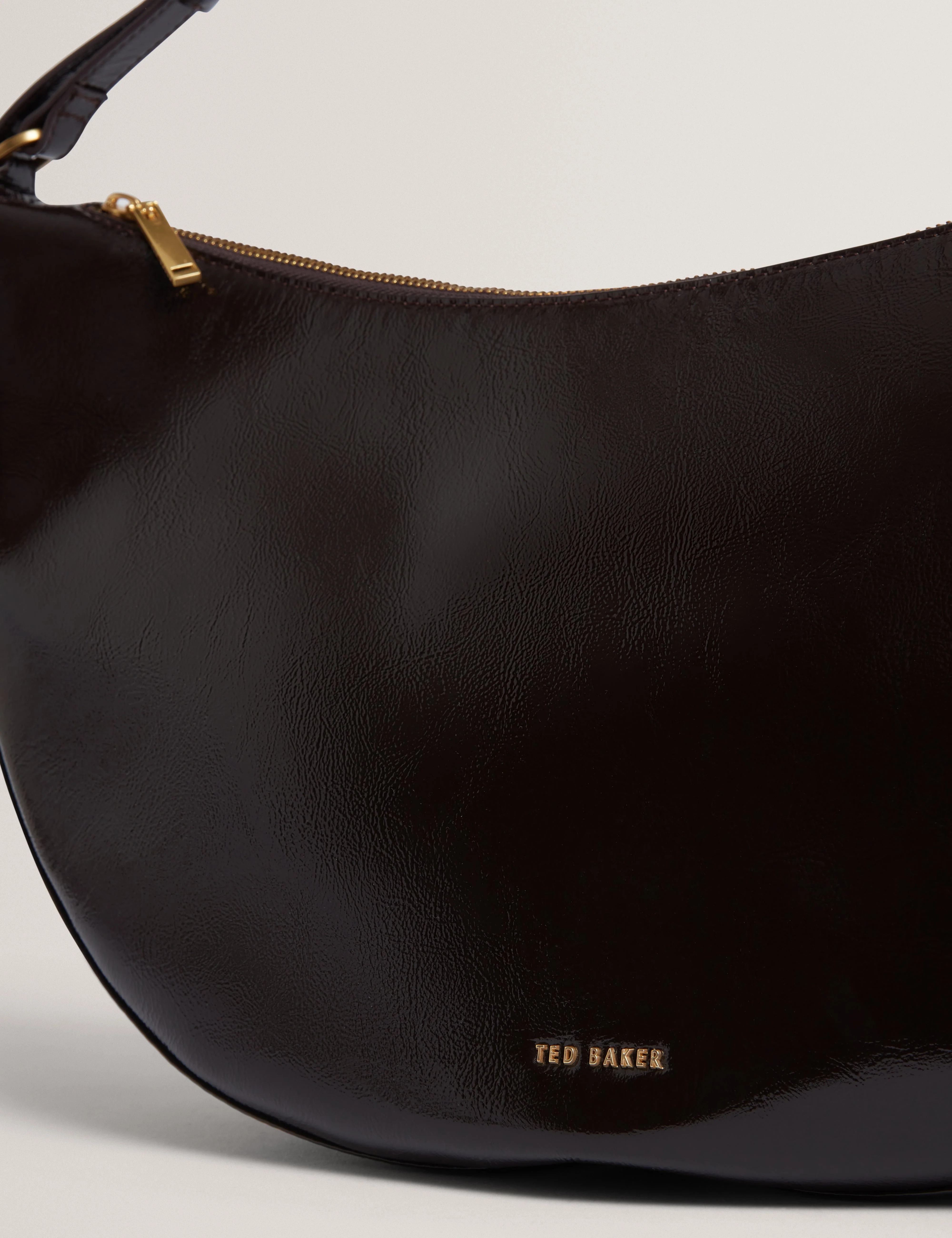 Ccleo Crinkle Patent Belted Detail Hobo Bag Brn-Choc - Image 3