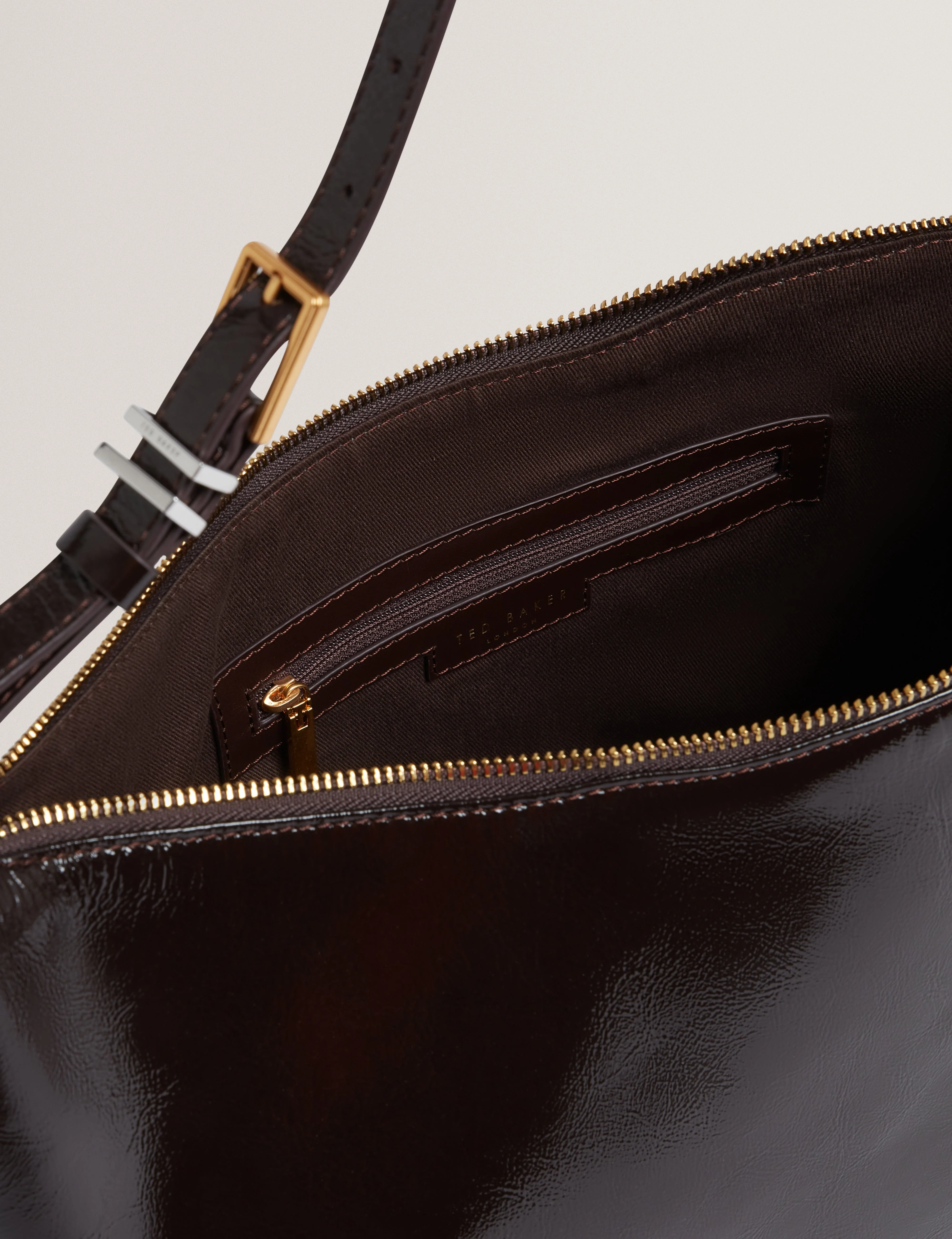 Ccleo Crinkle Patent Belted Detail Hobo Bag Brn-Choc - Image 5