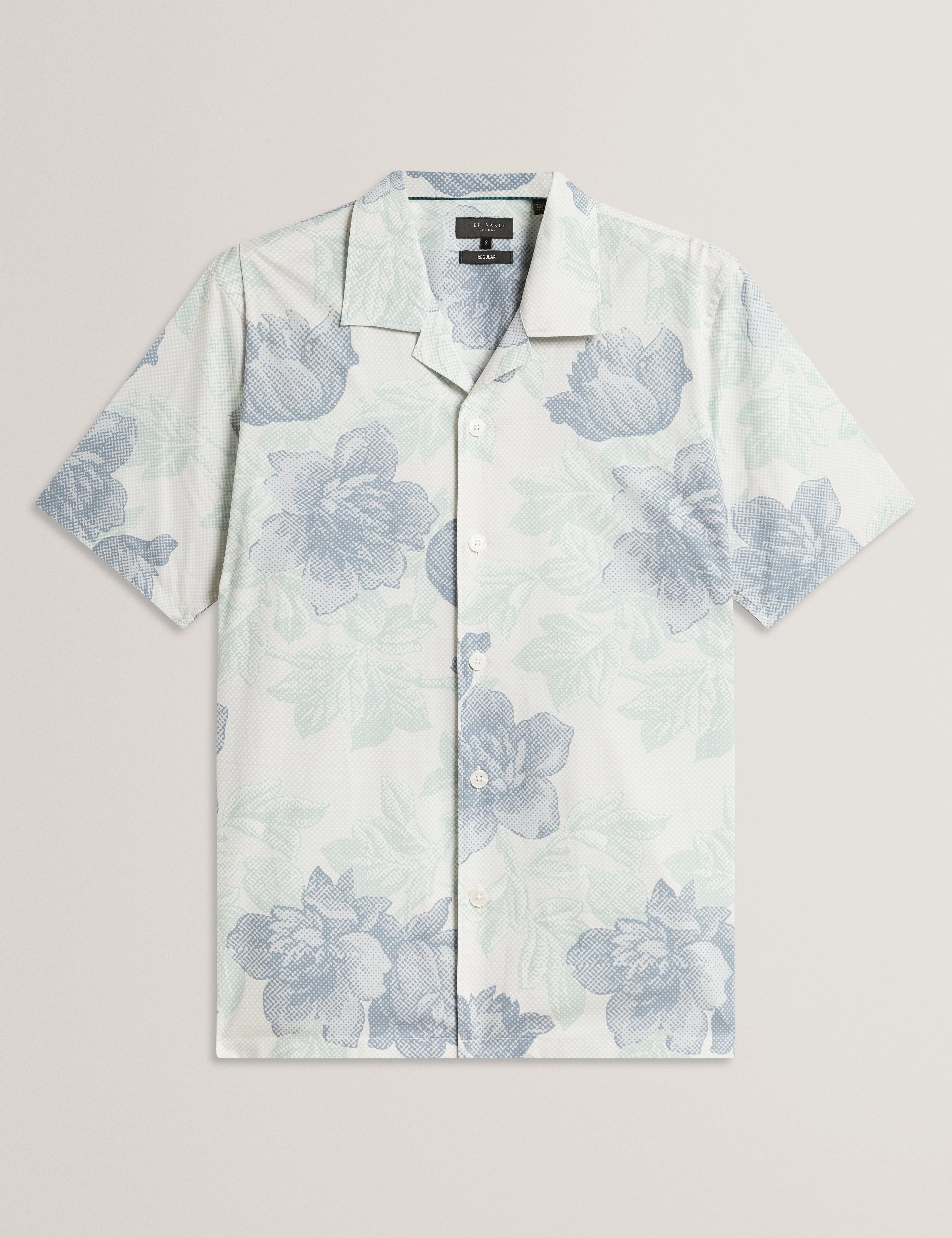 Cesiro Short Sleeve Relaxed Floral Shirt Mid-Green - Image 7