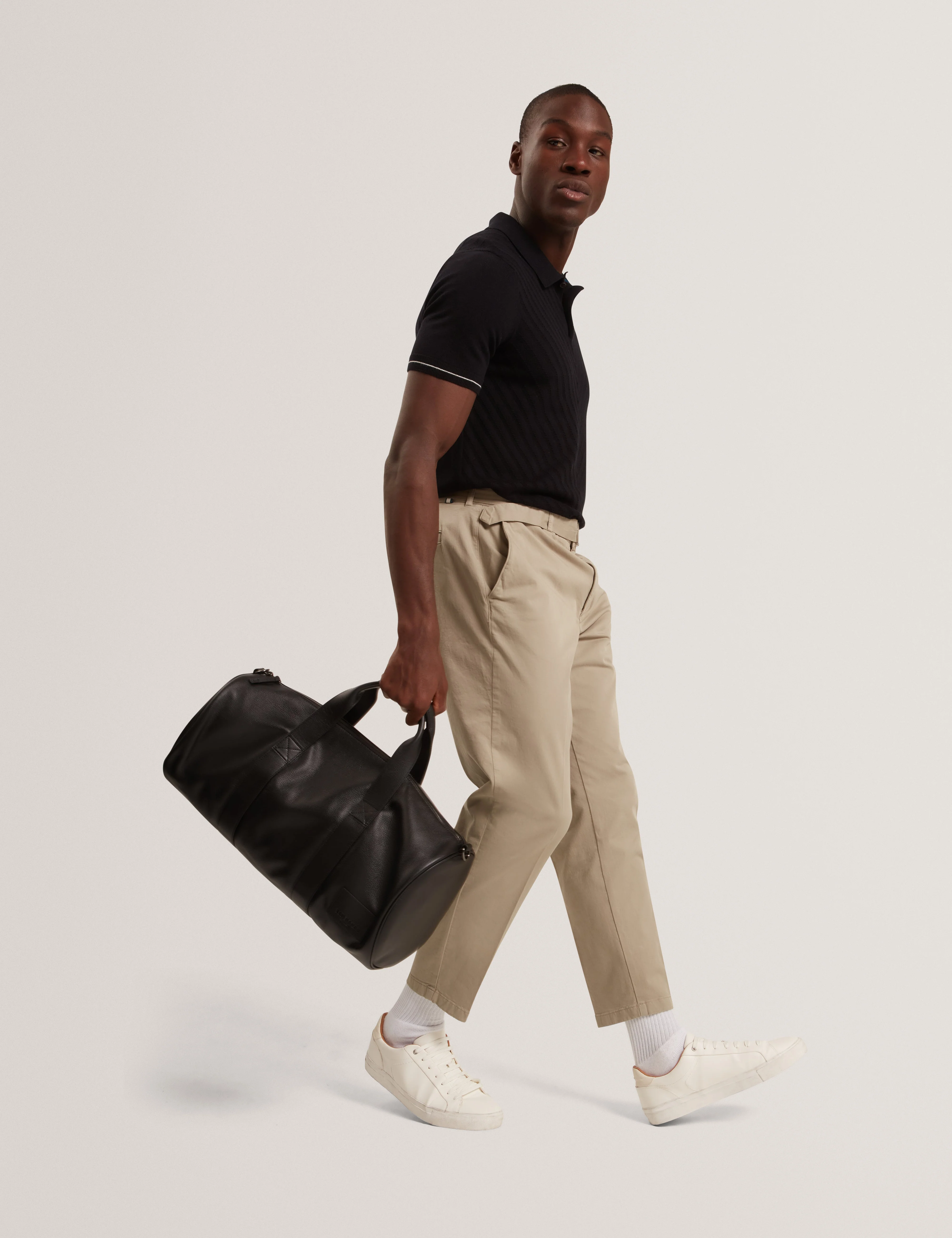 Chapal Short Sleeve Chevron Stitch Polo Black - Image 6