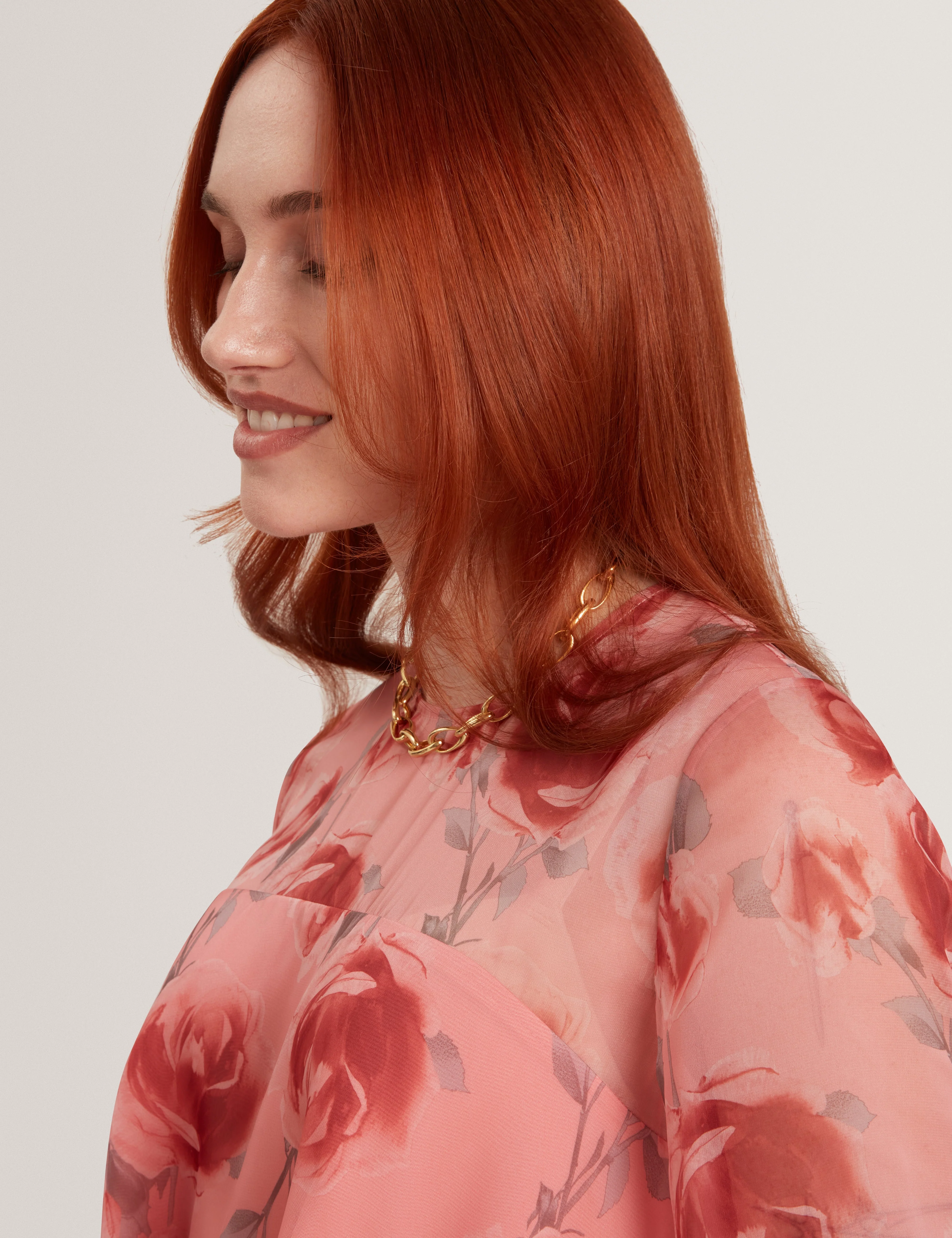 Charzi Printed Sheer Cap Sleeve Top Coral - Image 4