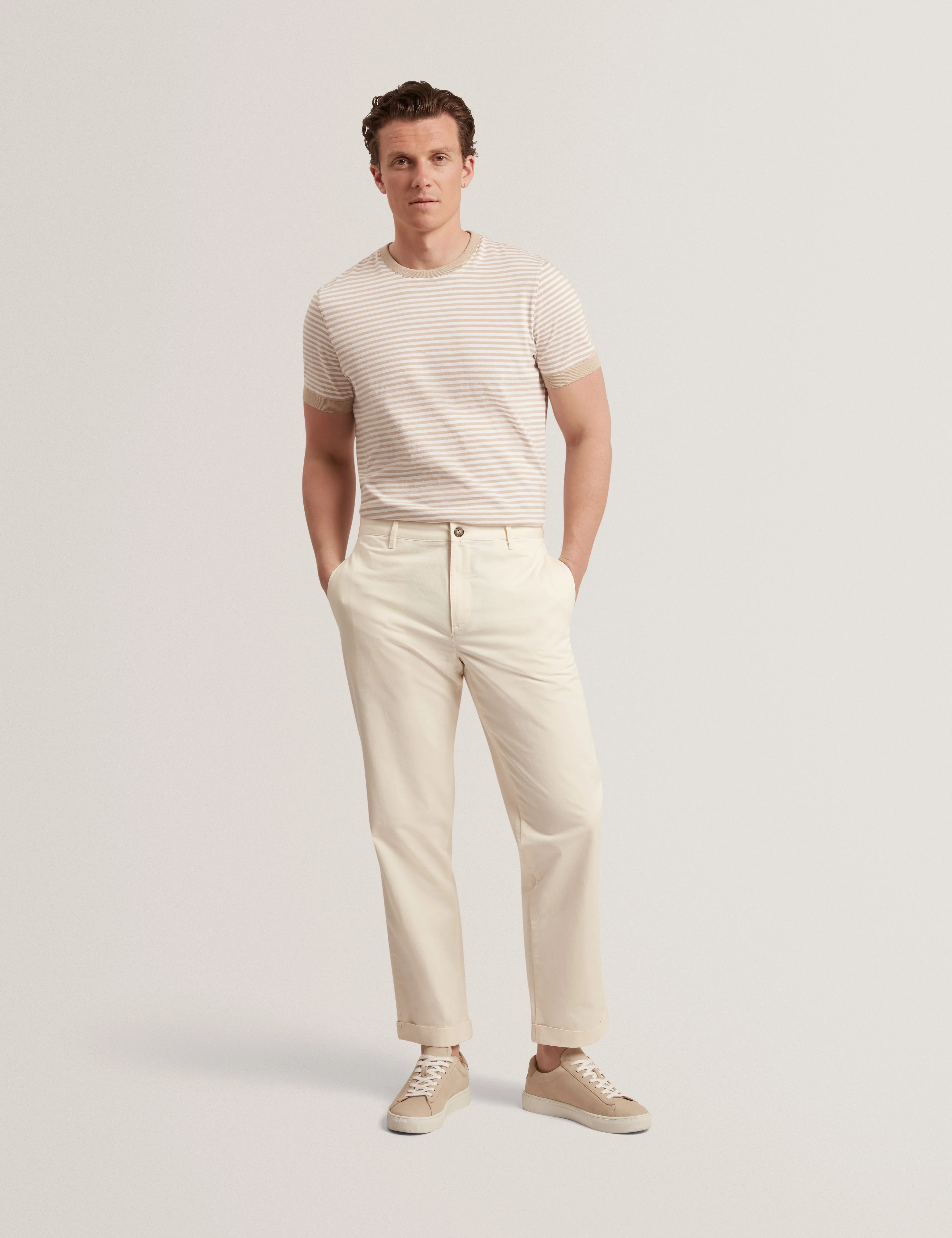 Ciandra Straight Garment Dye Trouser Taupe - Image 3