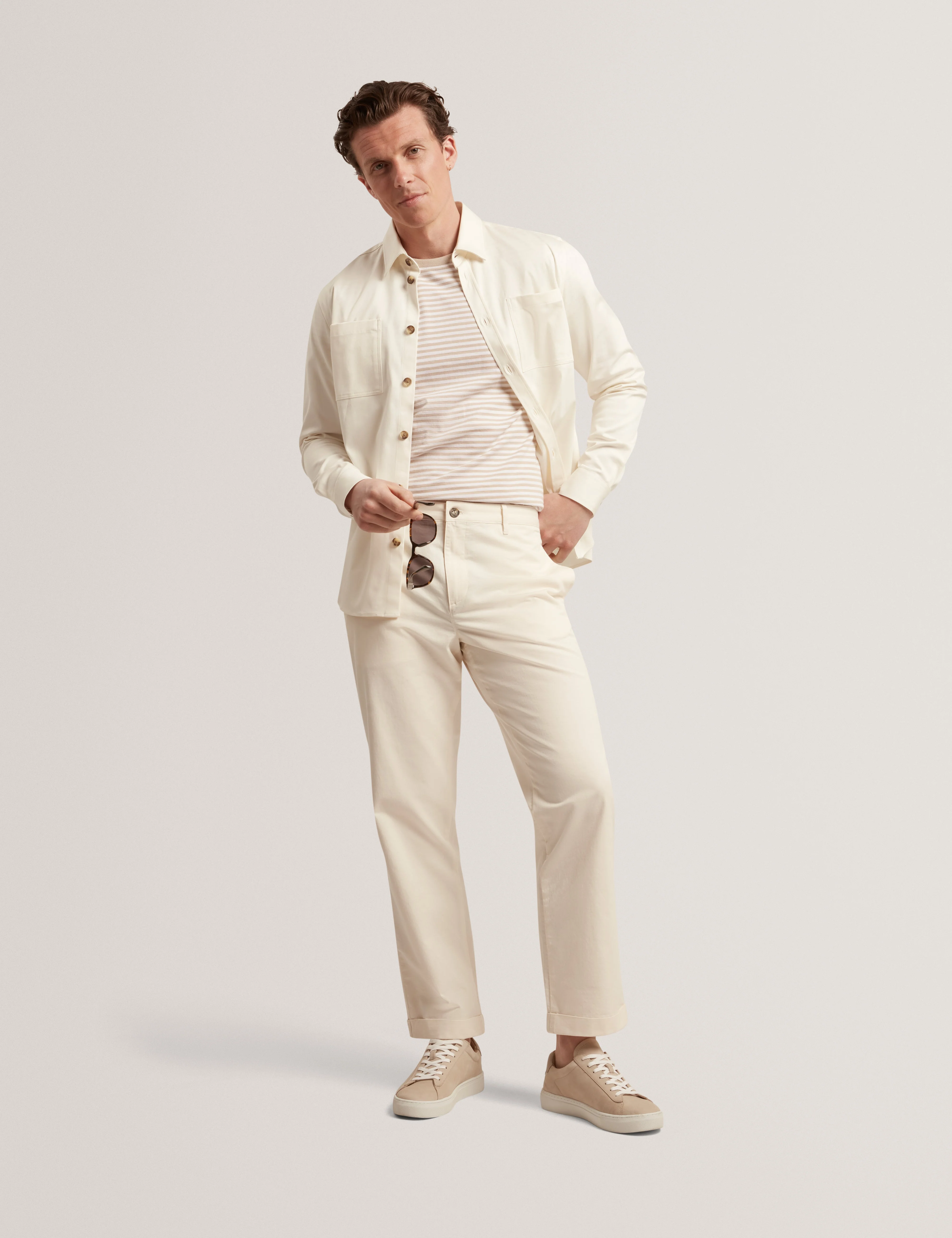 Ciandra Straight Garment Dye Trouser Taupe - Image 7