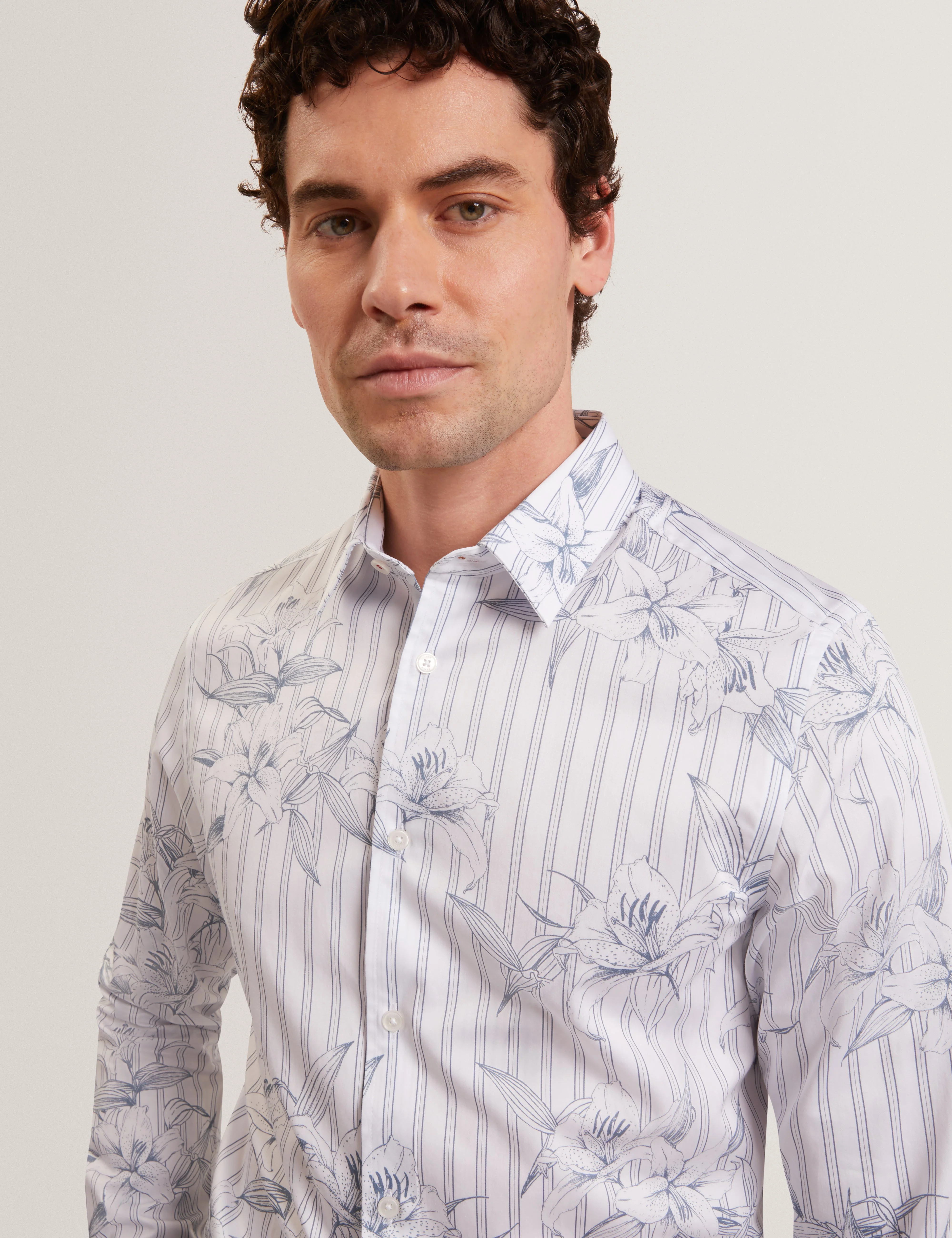 Cipher Long Sleeve Stripe Floral Lt-Blue - Image 5