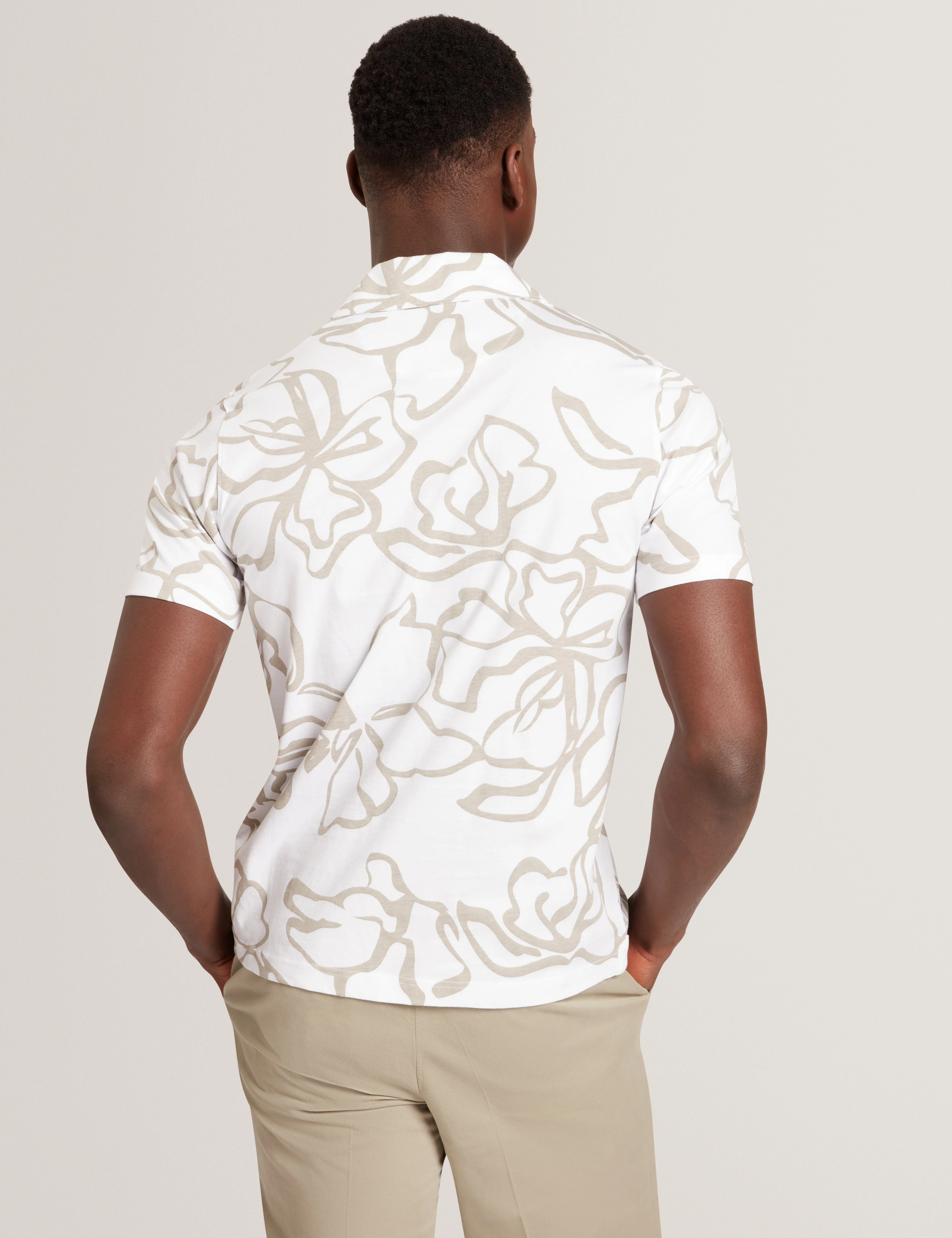Claub Short Sleeve Floral Jersey Shirt White - Image 5