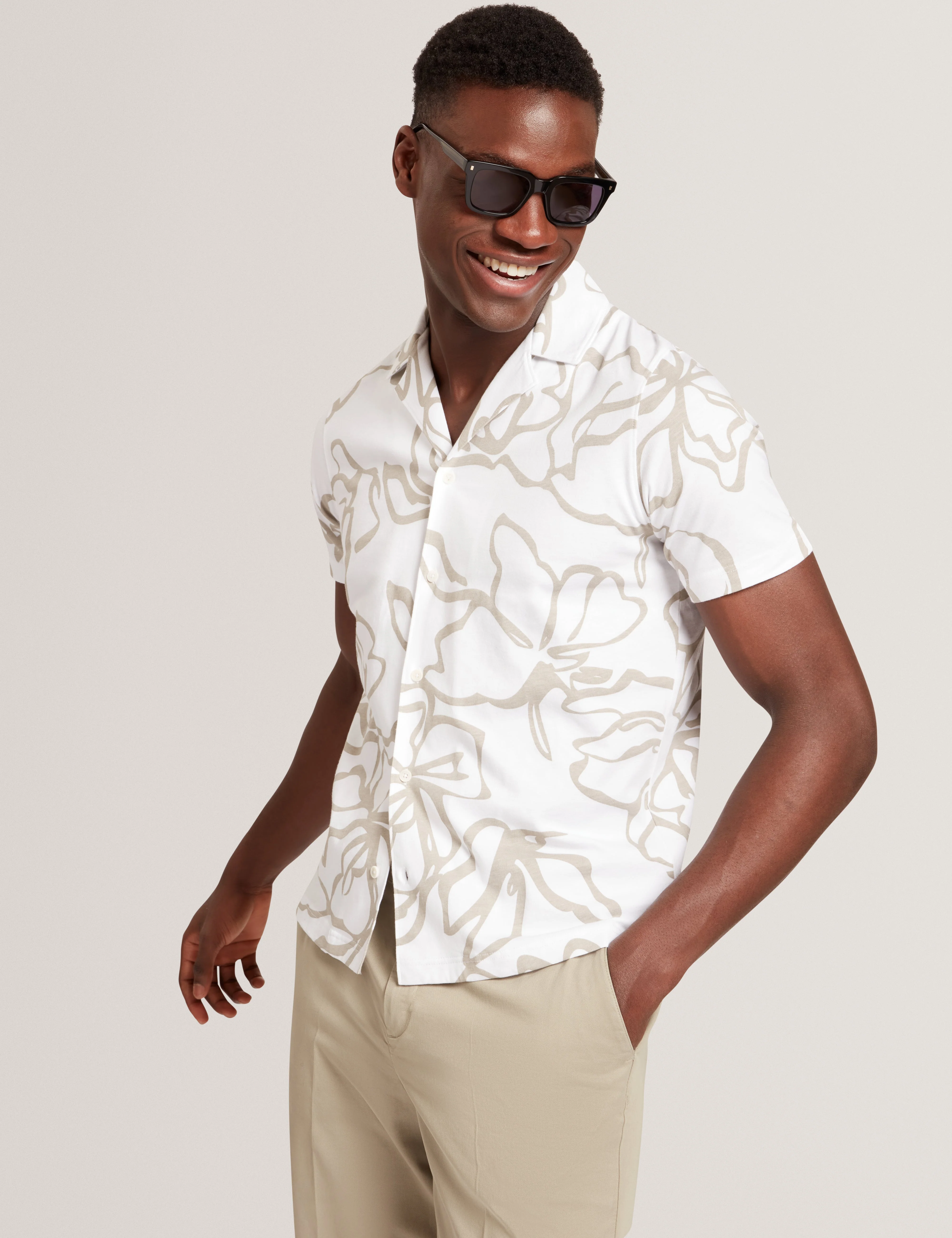 Claub Short Sleeve Floral Jersey Shirt White - Image 7