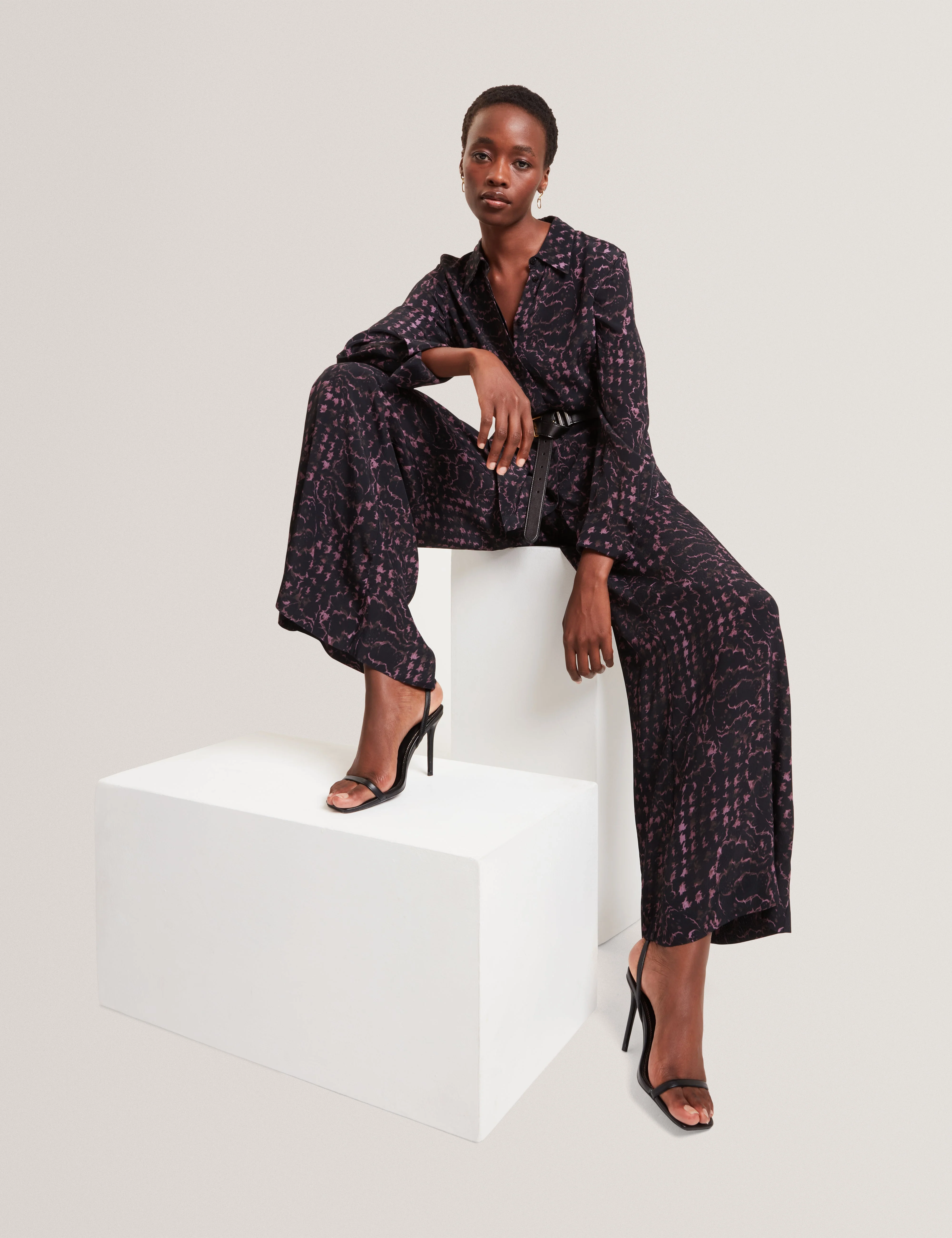 Cobala Long Line Printed Shirt Black - Image 5