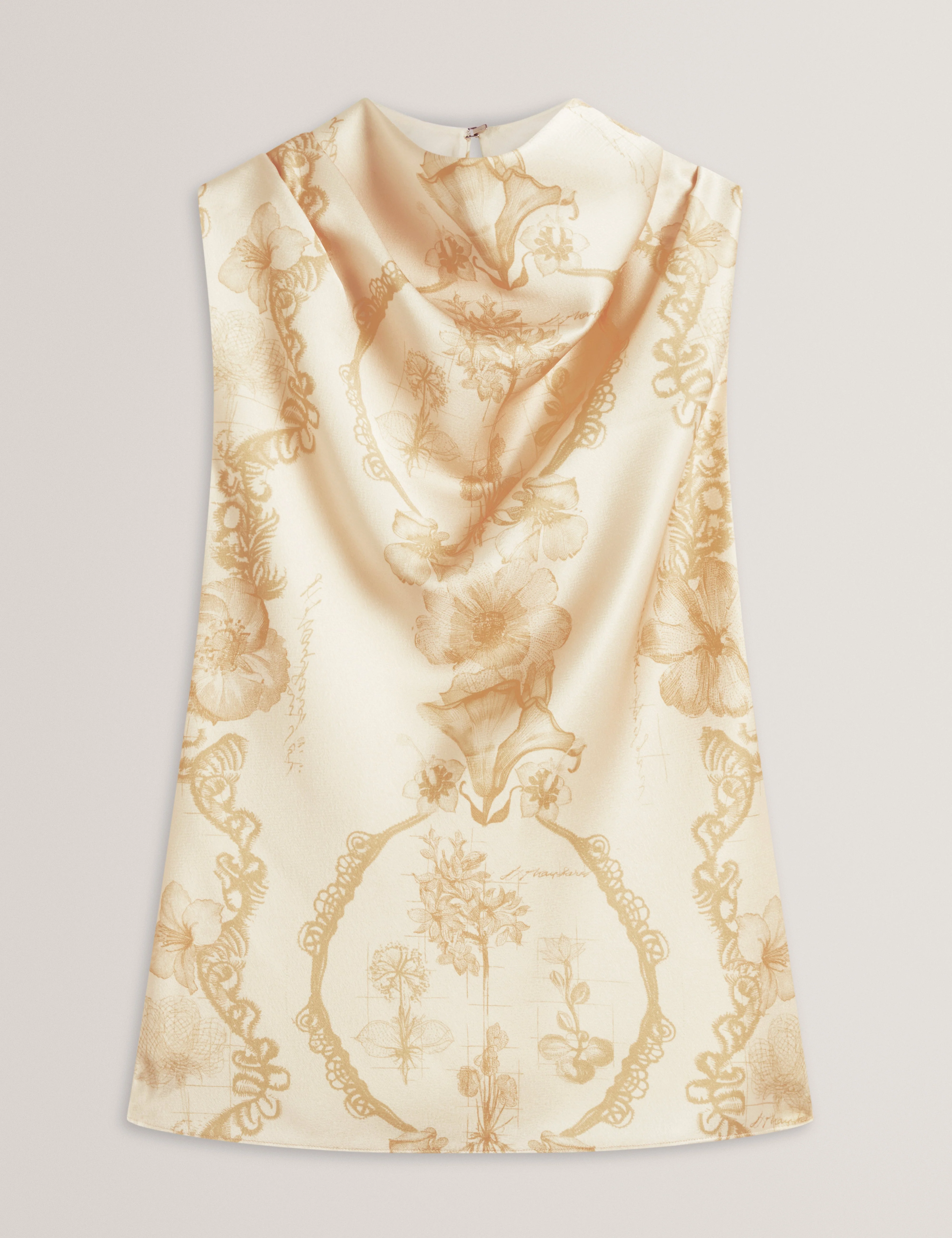 Cobla Print Sleeveless Drape Neck Top Lt-Yellow - Image 7