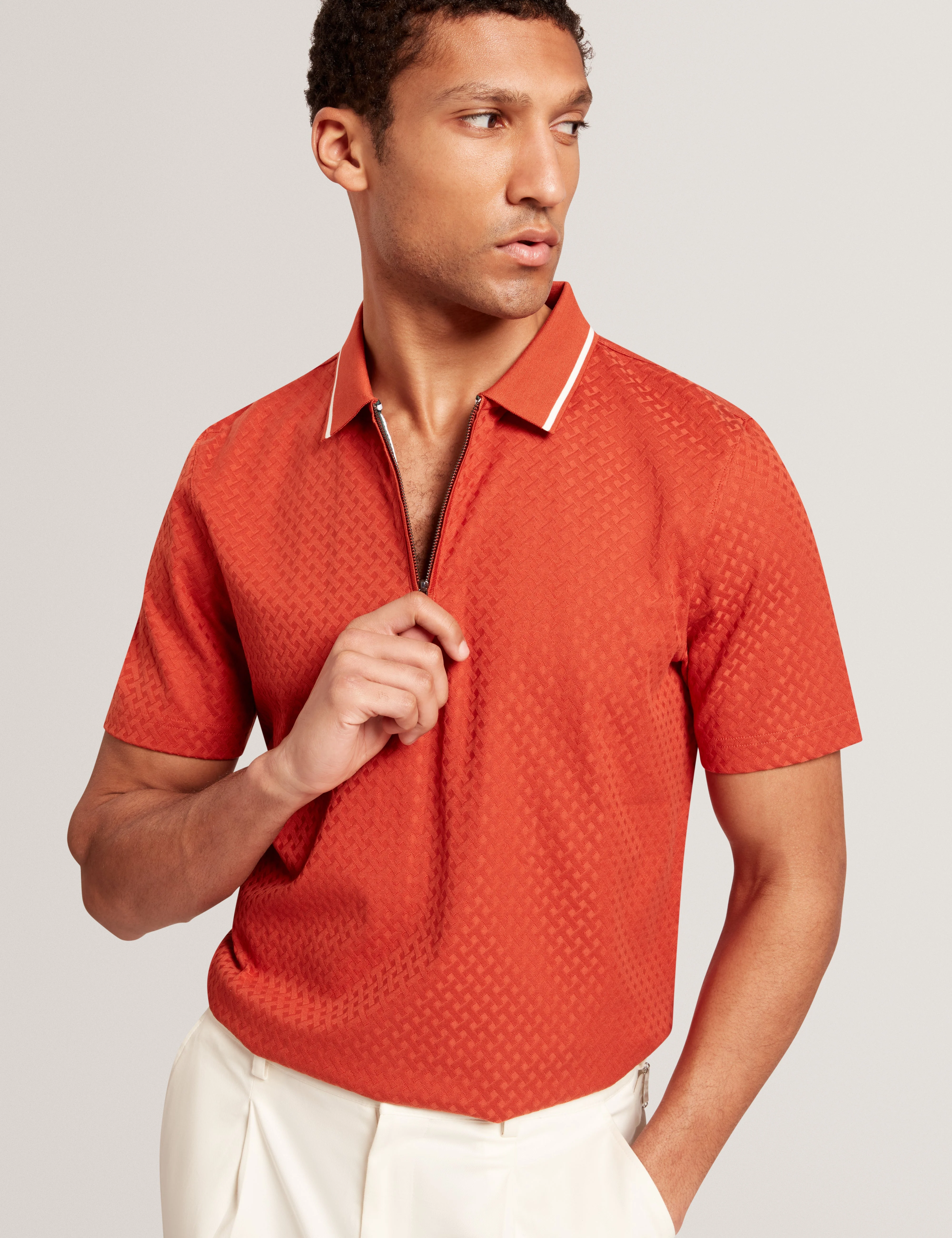 Cophen Short Sleeve Regular T Stitch Polo Shirt Dk-Orange - Image 3