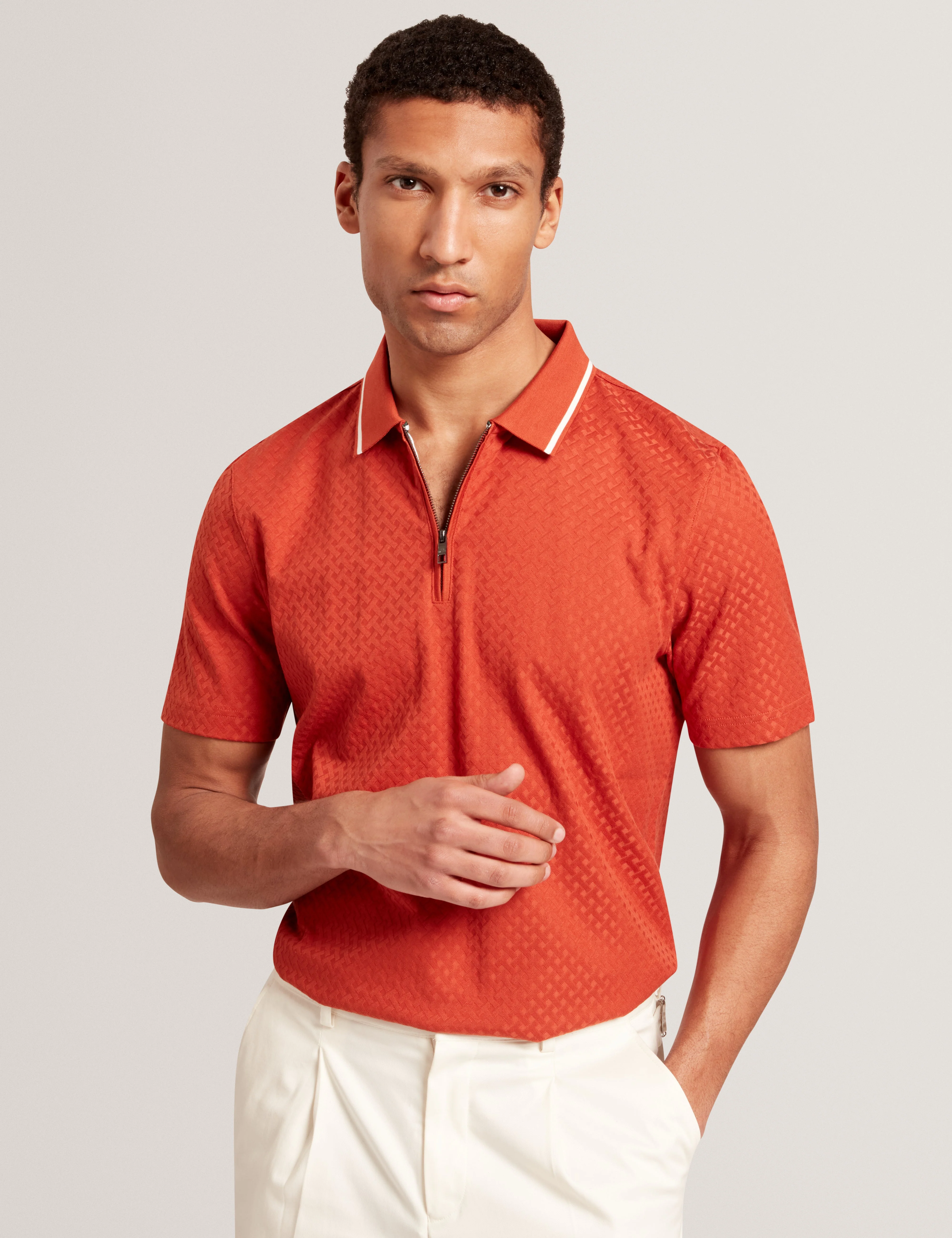 Cophen Short Sleeve Regular T Stitch Polo Shirt Dk-Orange - Image 8