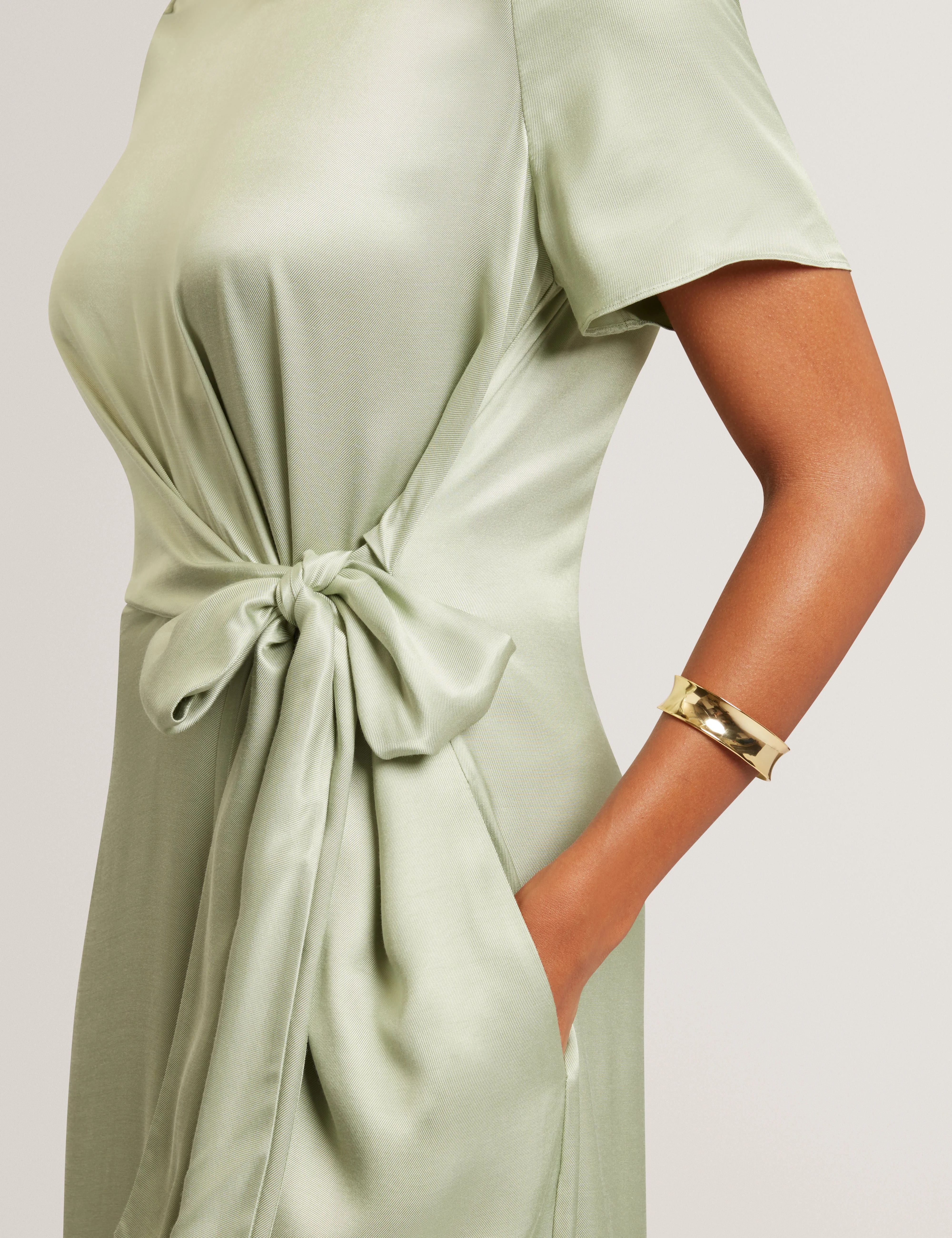 Corza Tie Detail Wide Leg Jumpsuit Lt-Green - Image 4