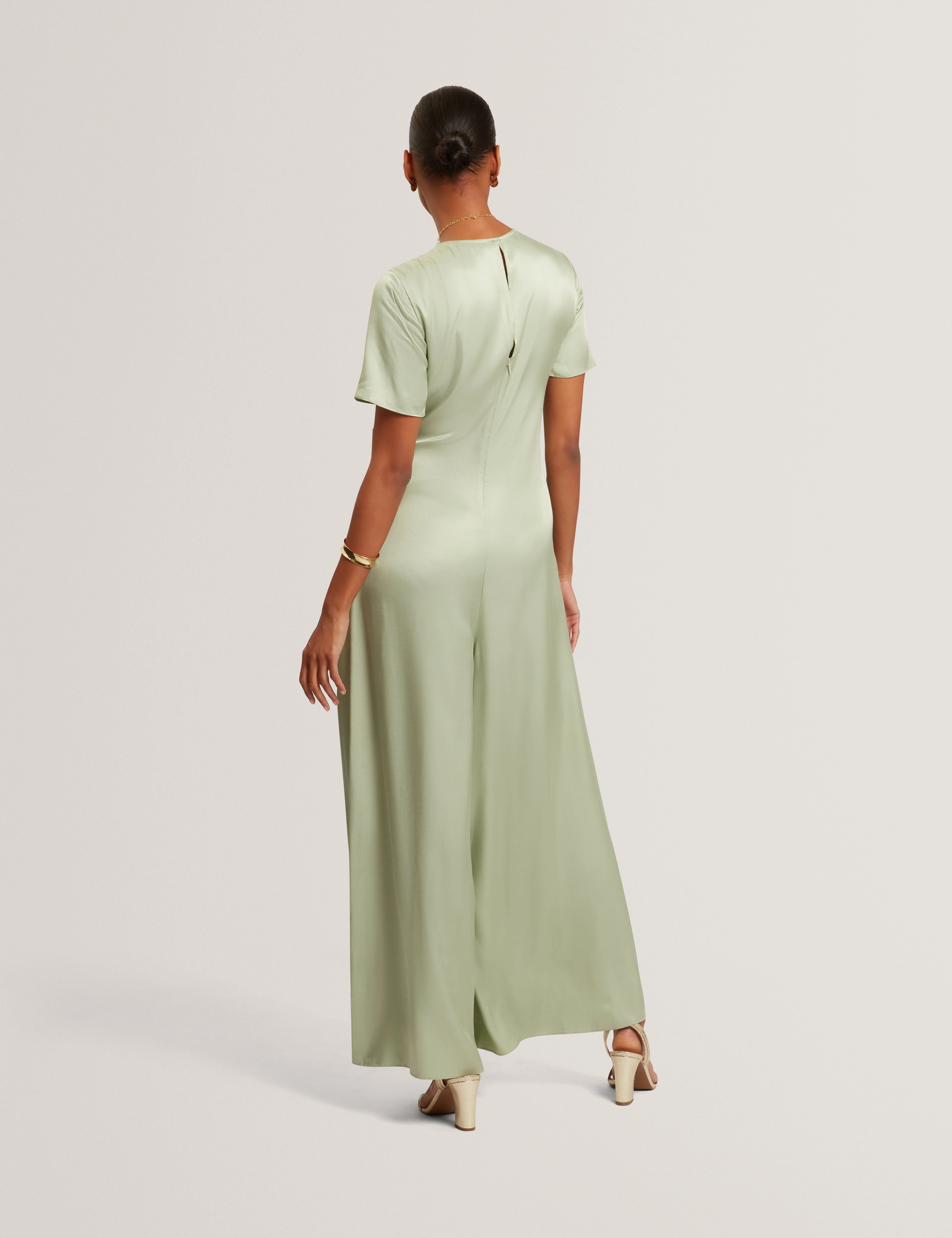 Corza Tie Detail Wide Leg Jumpsuit Lt-Green - Image 5