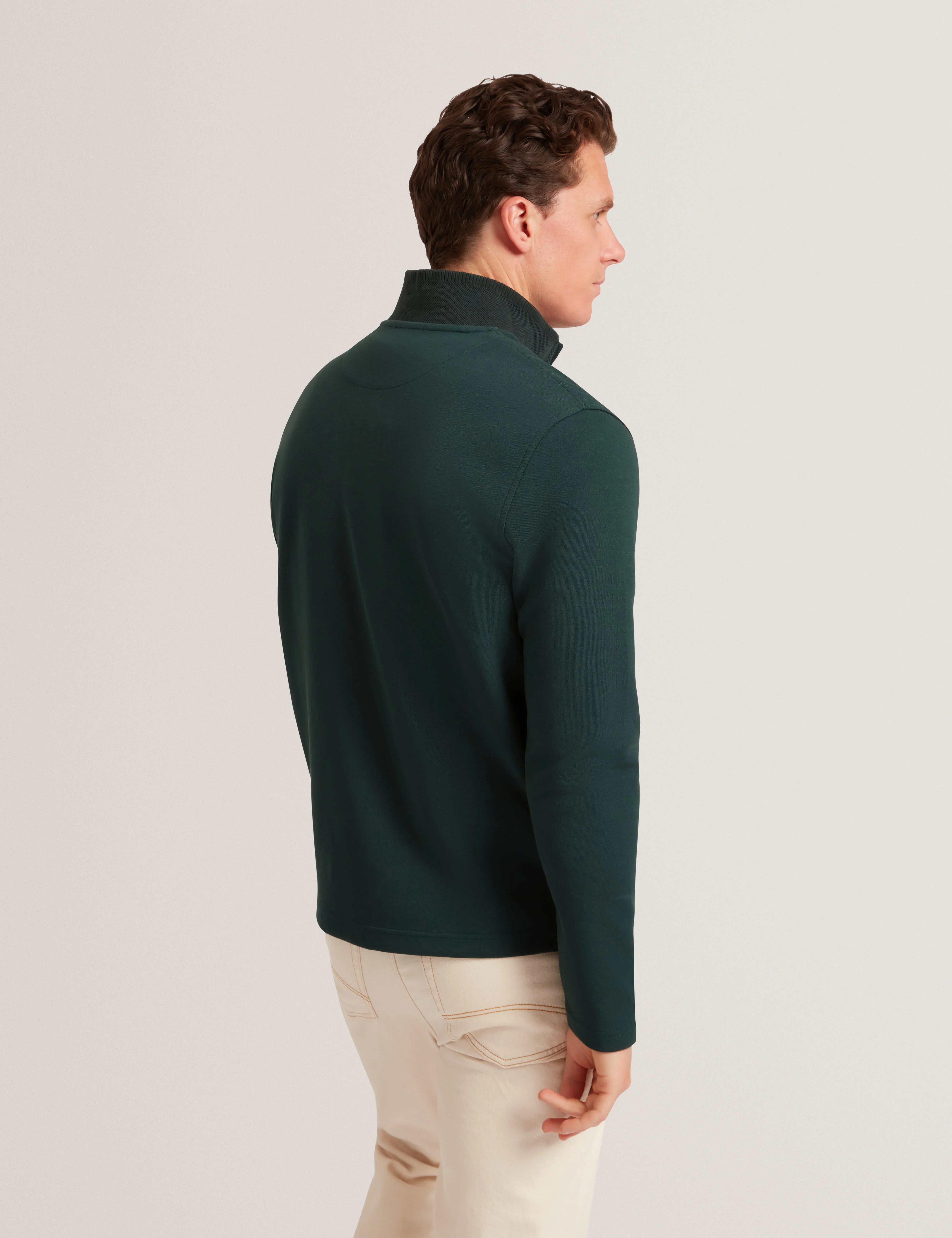 Crabtre Branded Honeycomb Trim Half Zip Dk-Green - Image 5