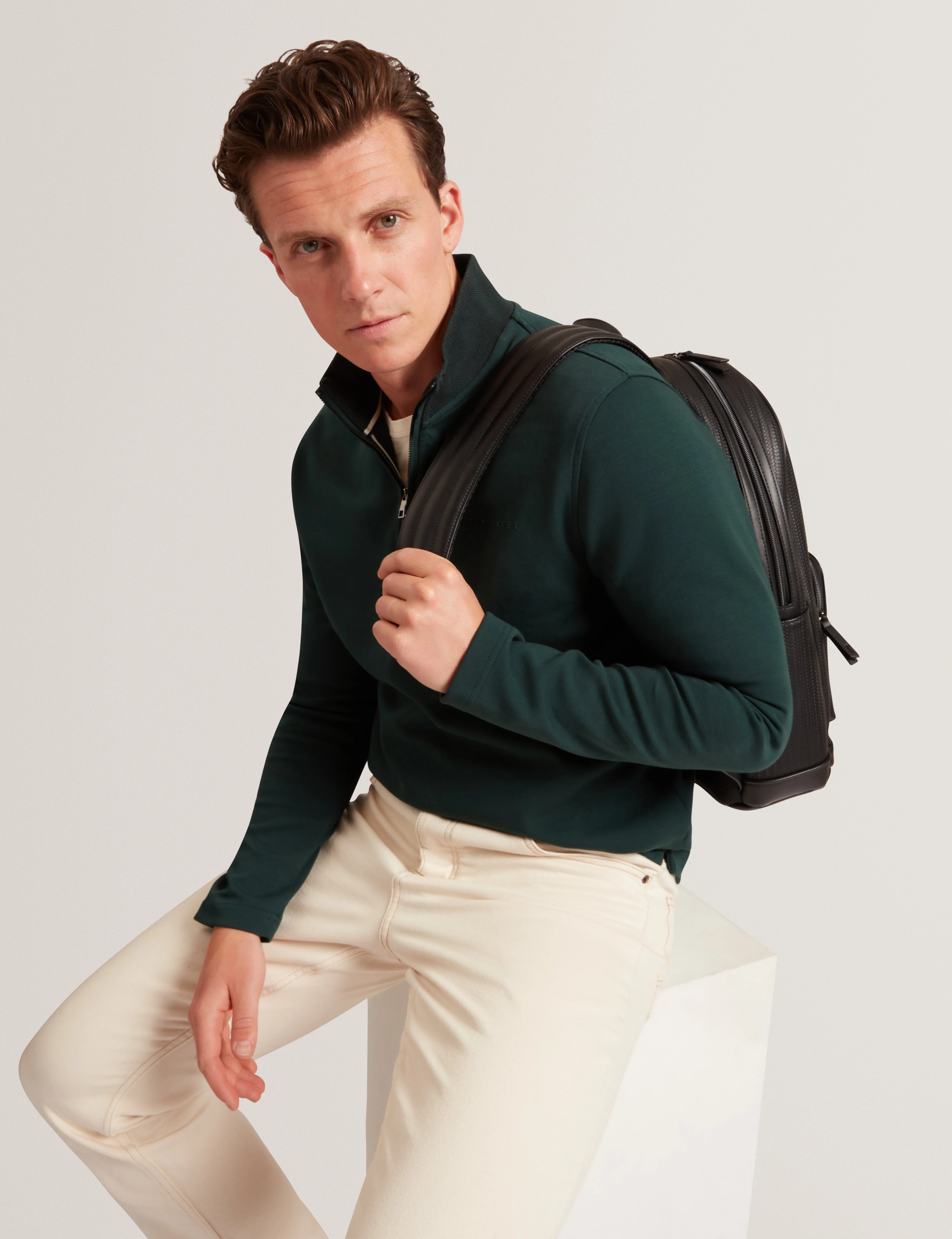 Crabtre Branded Honeycomb Trim Half Zip Dk-Green - Image 6