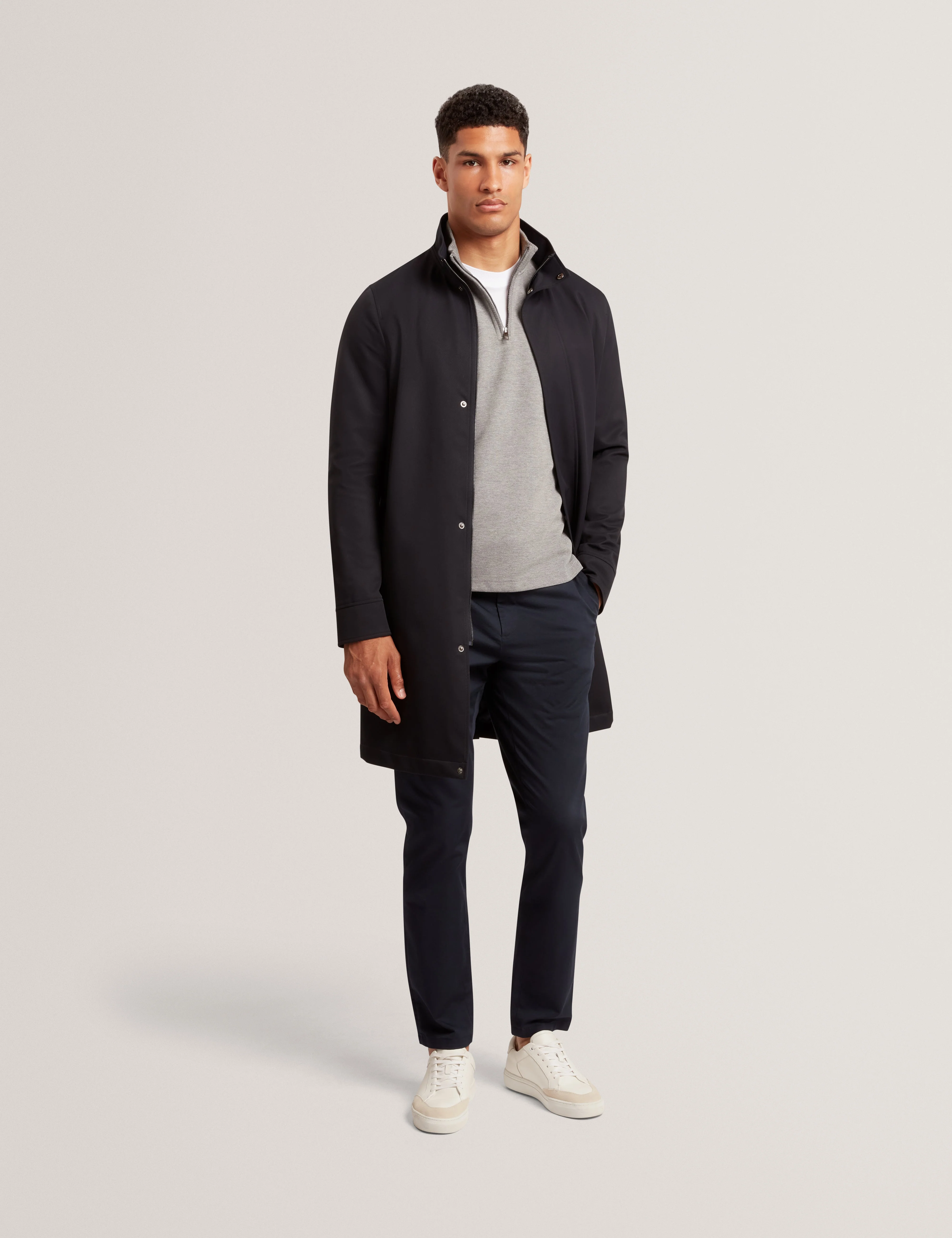 Crabtre Branded Honeycomb Trim Half Zip Mid-Grey - Image 2