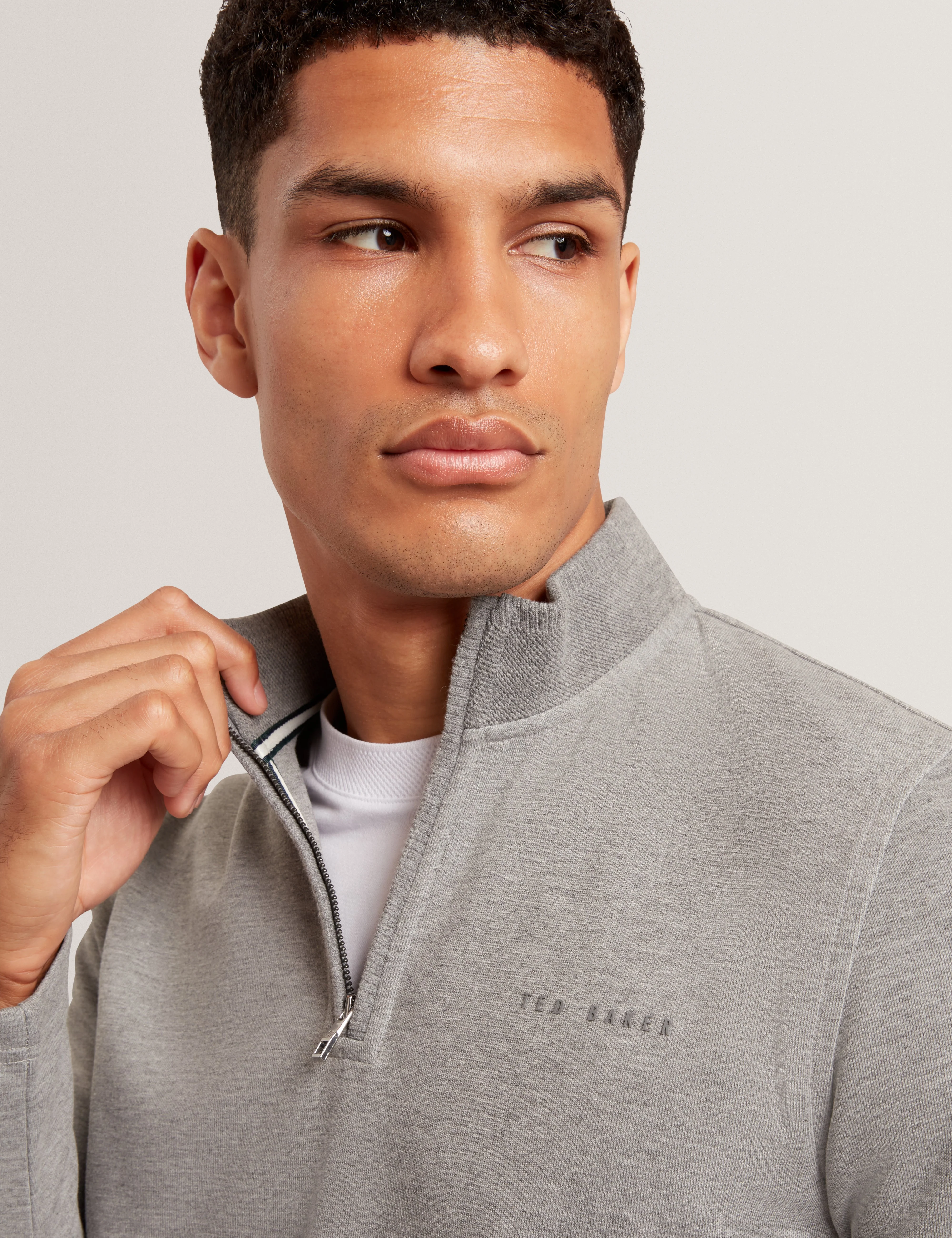 Crabtre Branded Honeycomb Trim Half Zip Mid-Grey - Image 4