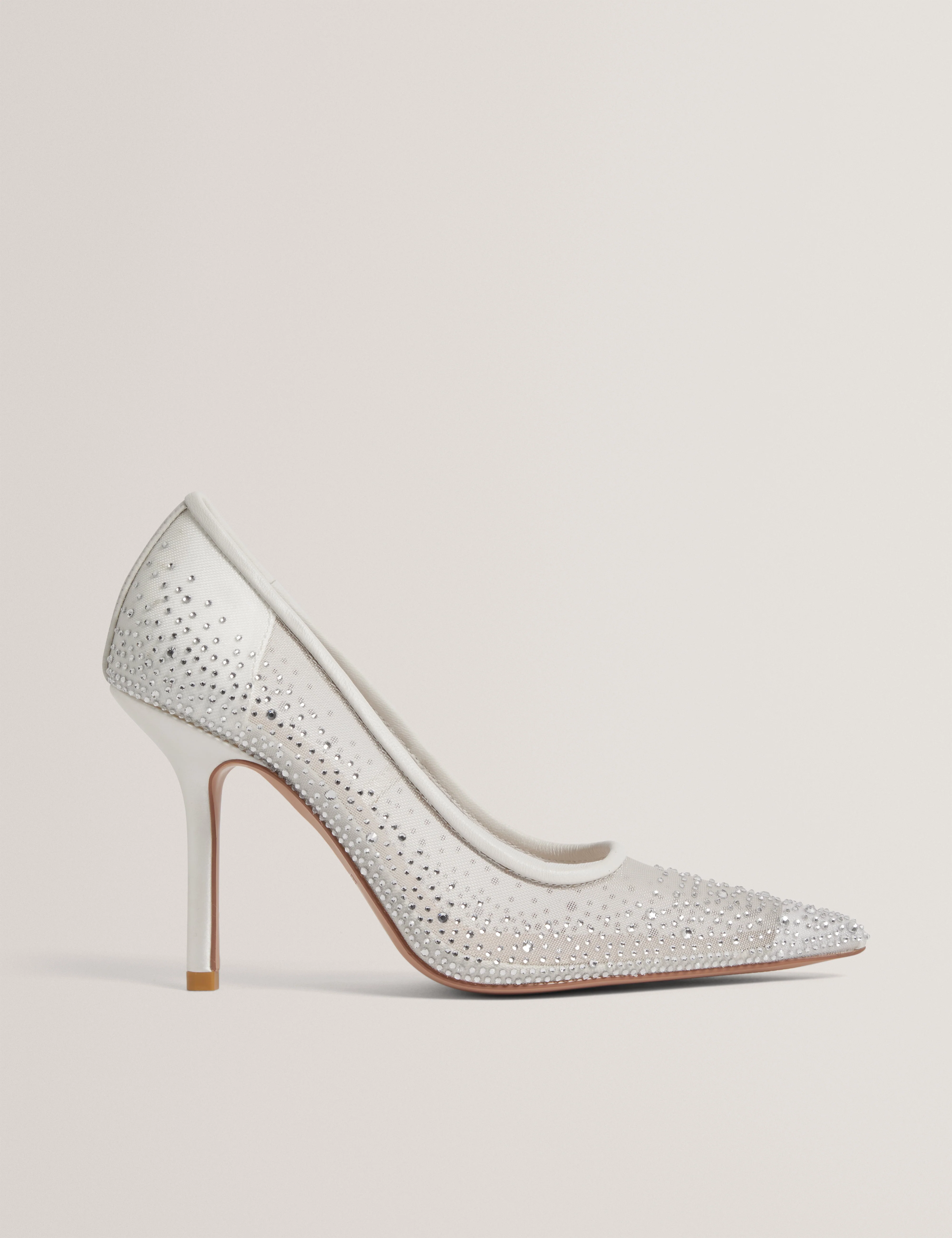 Criista Crystal Mesh Heel Shoe Ivory