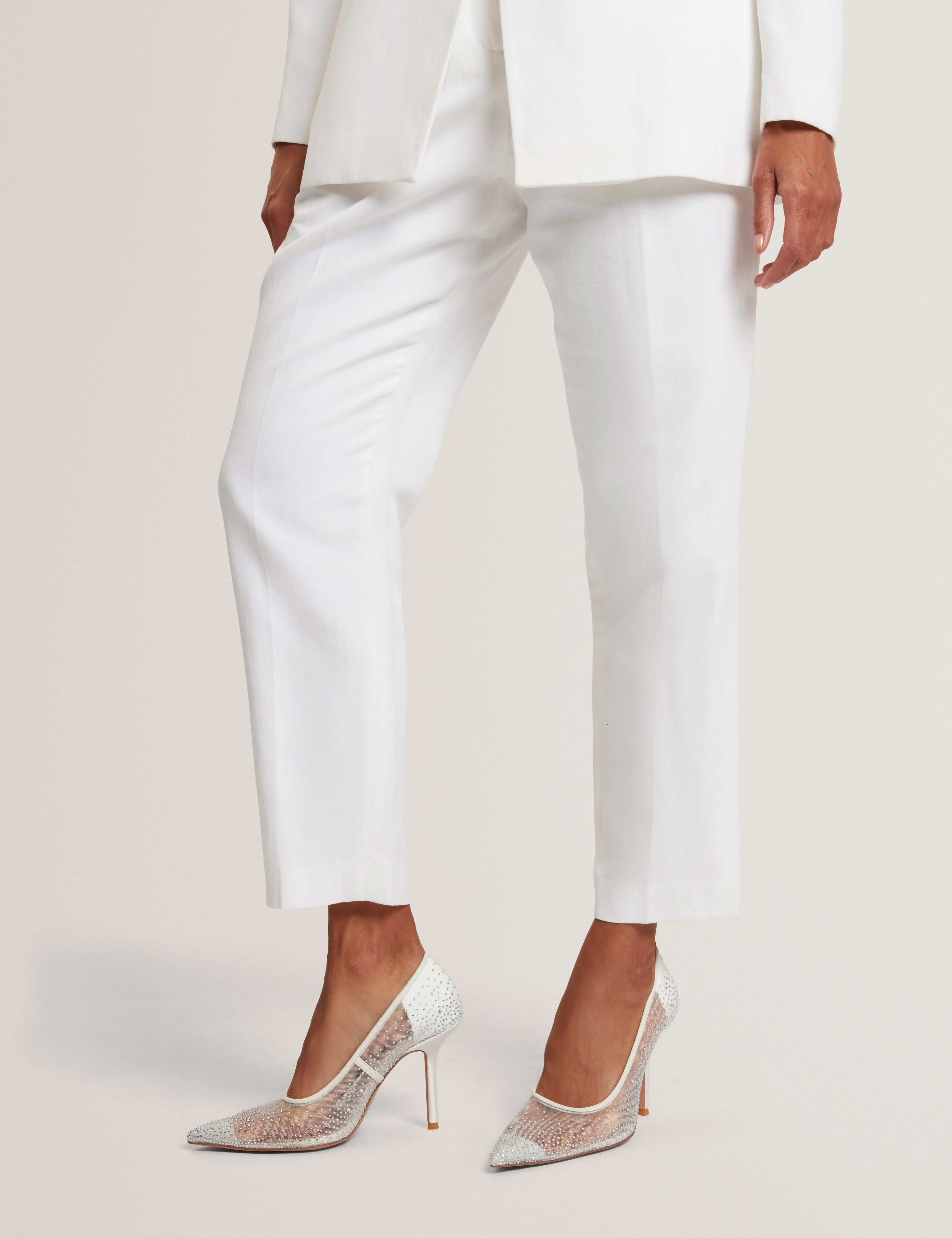 Criista Crystal Mesh Heel Shoe Ivory - Image 2