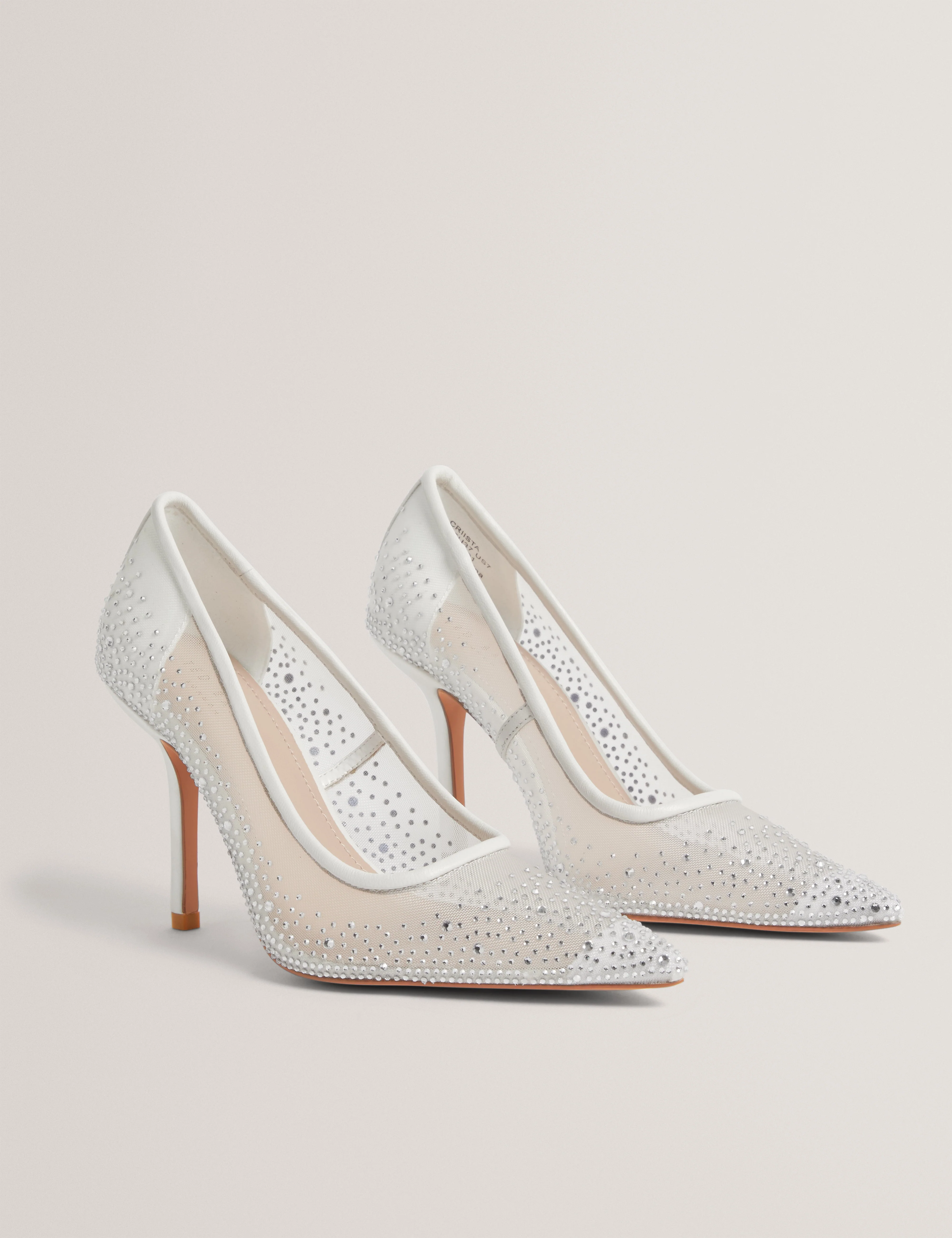 Criista Crystal Mesh Heel Shoe Ivory - Image 4