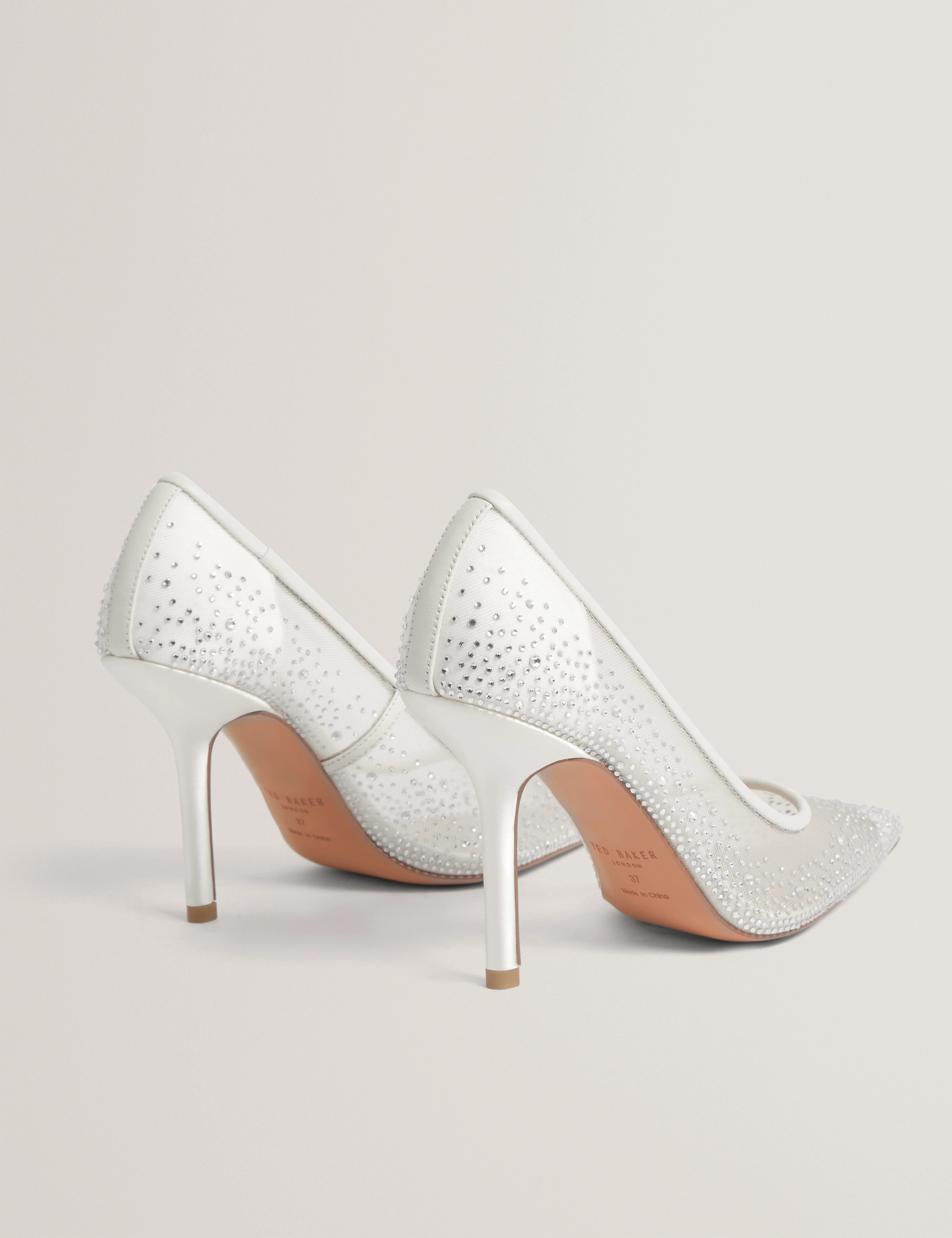 Criista Crystal Mesh Heel Shoe Ivory - Image 5