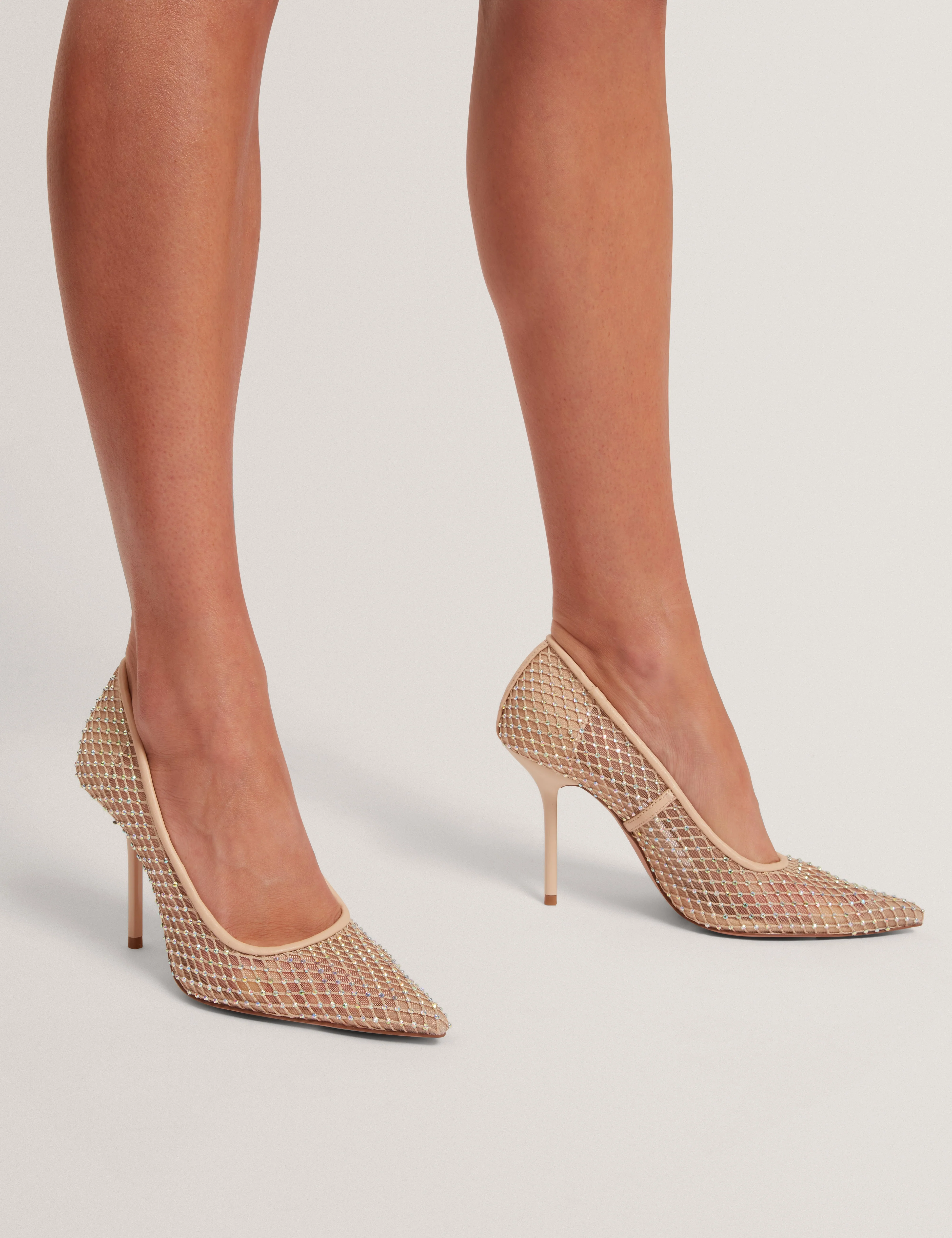 Criista Crystal Mesh Heel Shoe Nude - Image 2