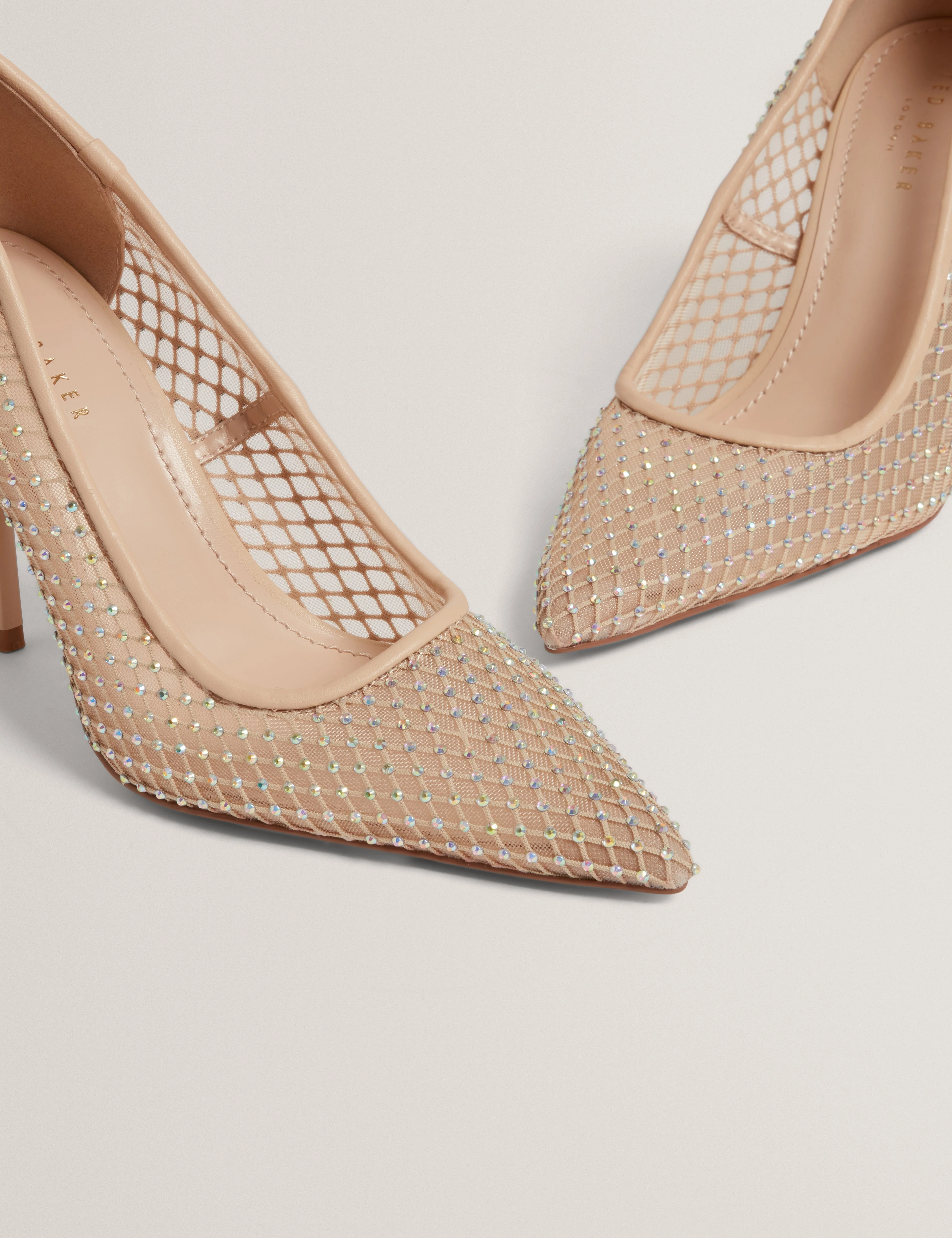 Criista Crystal Mesh Heel Shoe Nude - Image 3