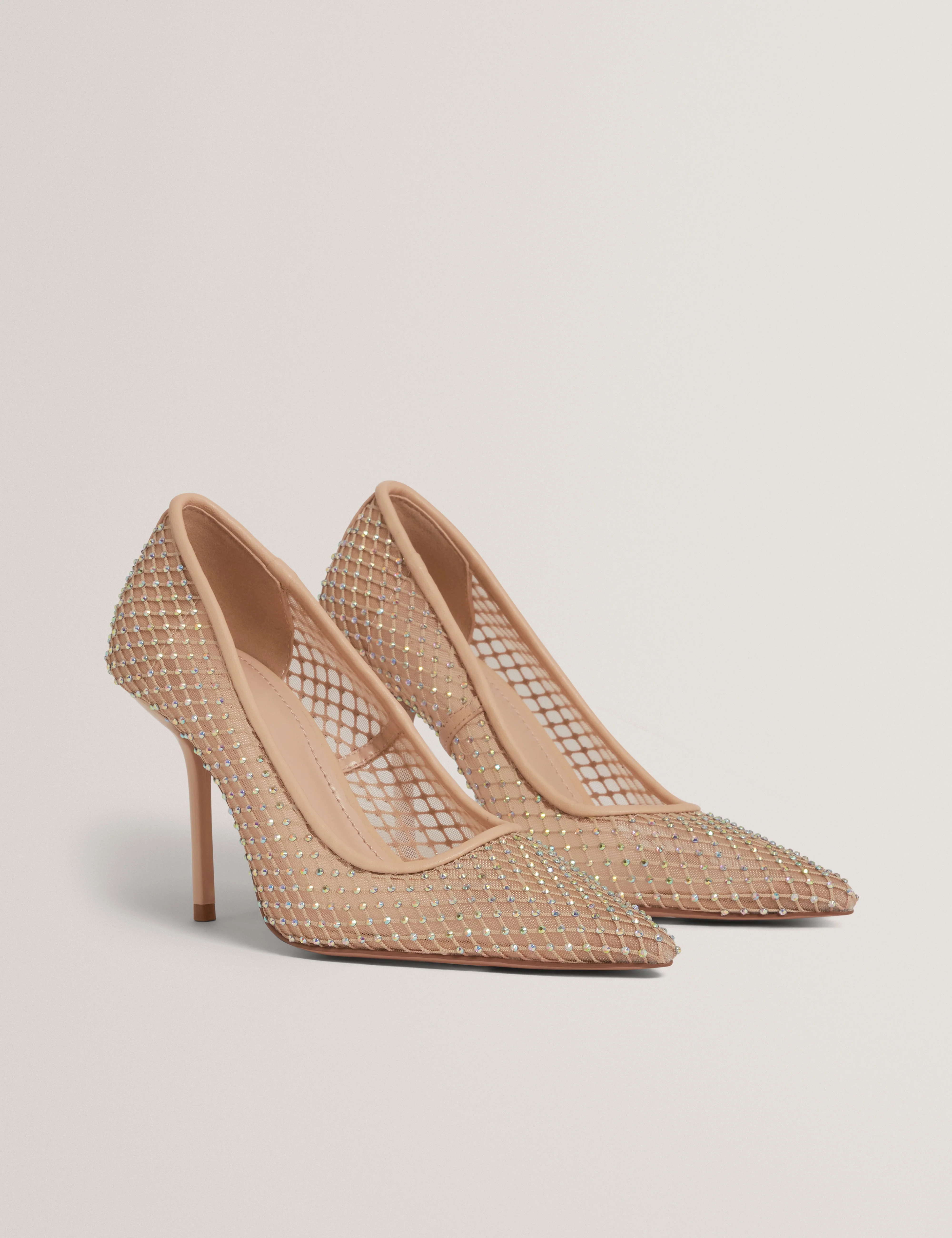 Criista Crystal Mesh Heel Shoe Nude - Image 4