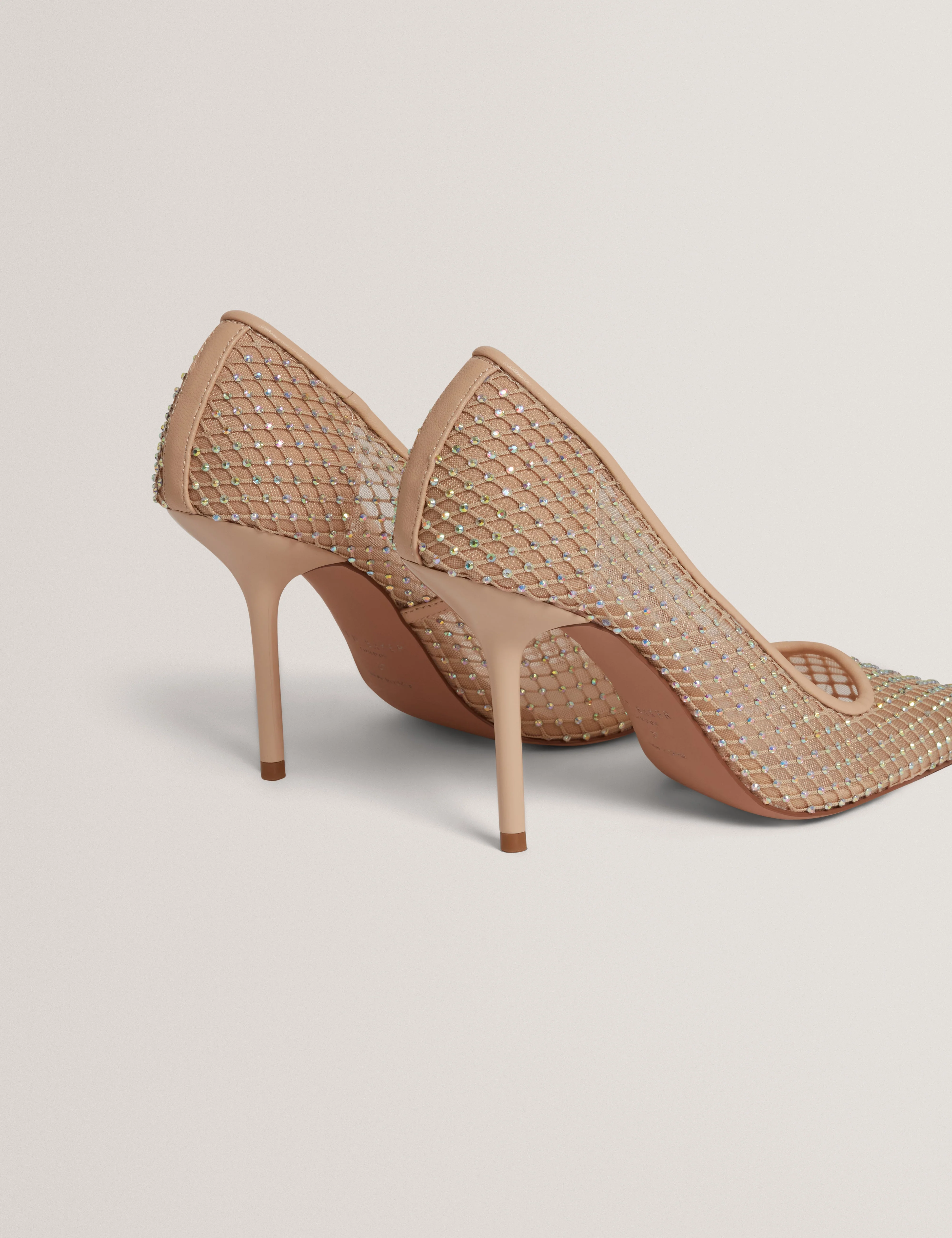Criista Crystal Mesh Heel Shoe Nude - Image 5