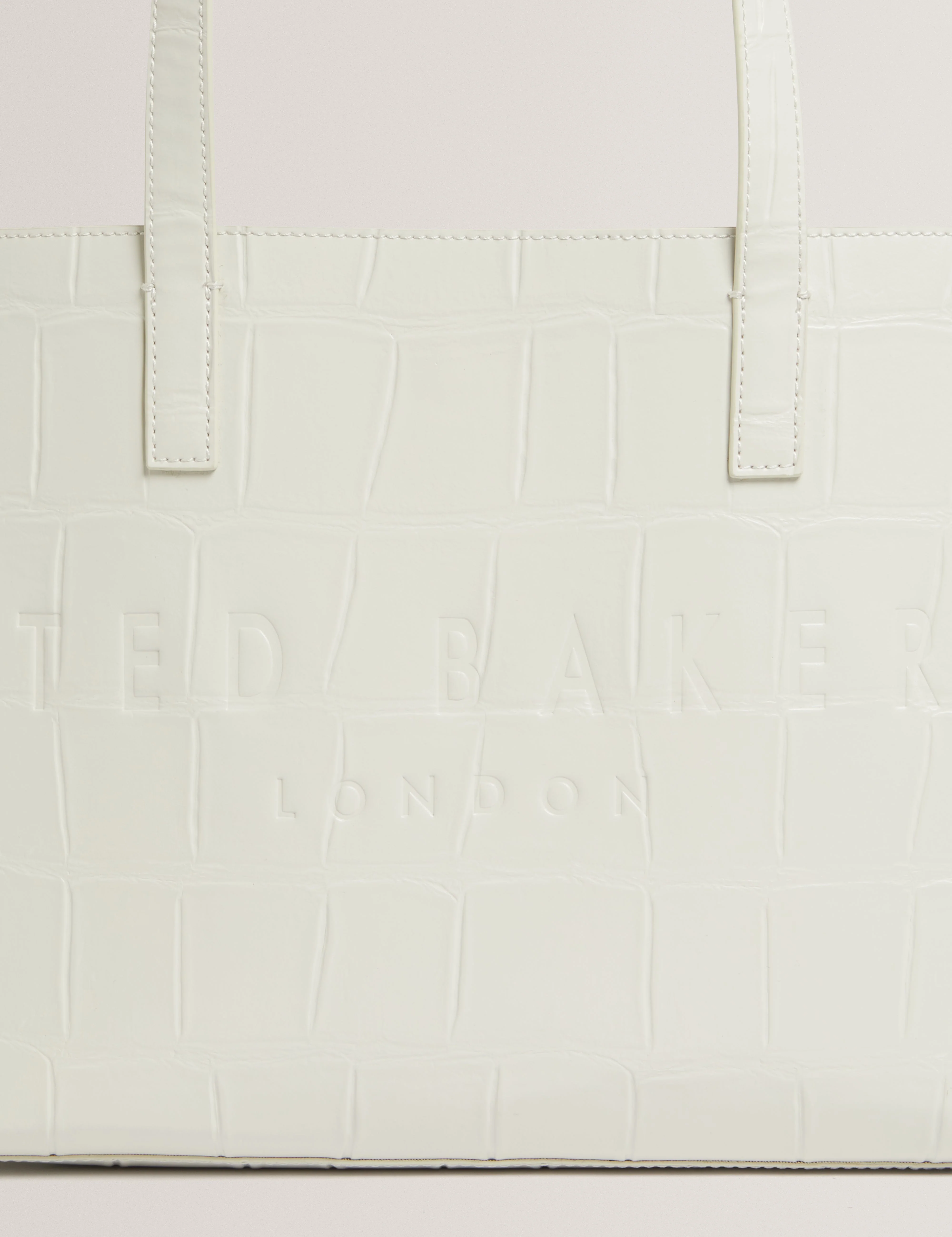 Croccon Croc Effect Large Icon Bag Ivory - Image 3