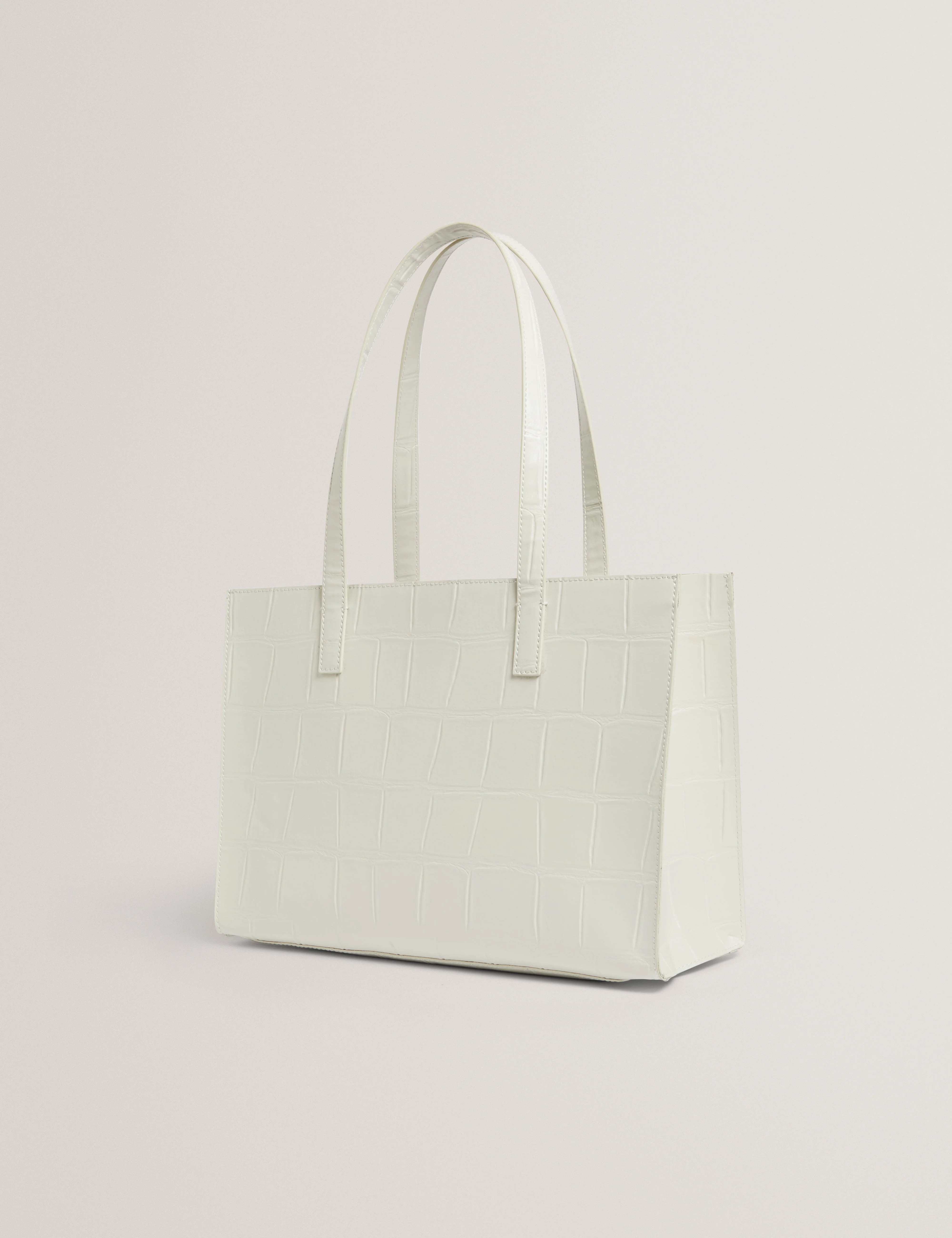 Croccon Croc Effect Large Icon Bag Ivory - Image 4