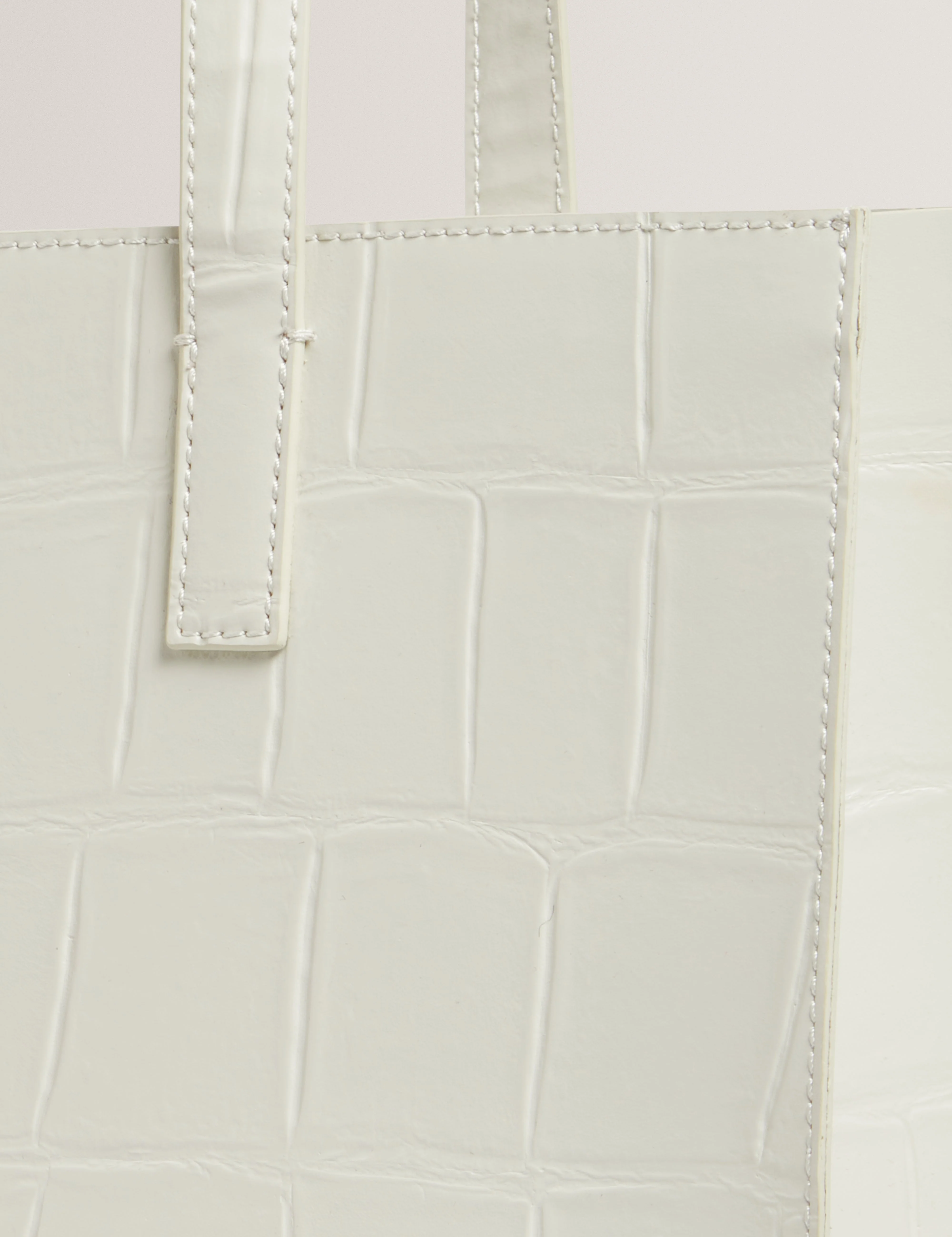 Croccon Croc Effect Large Icon Bag Ivory - Image 5