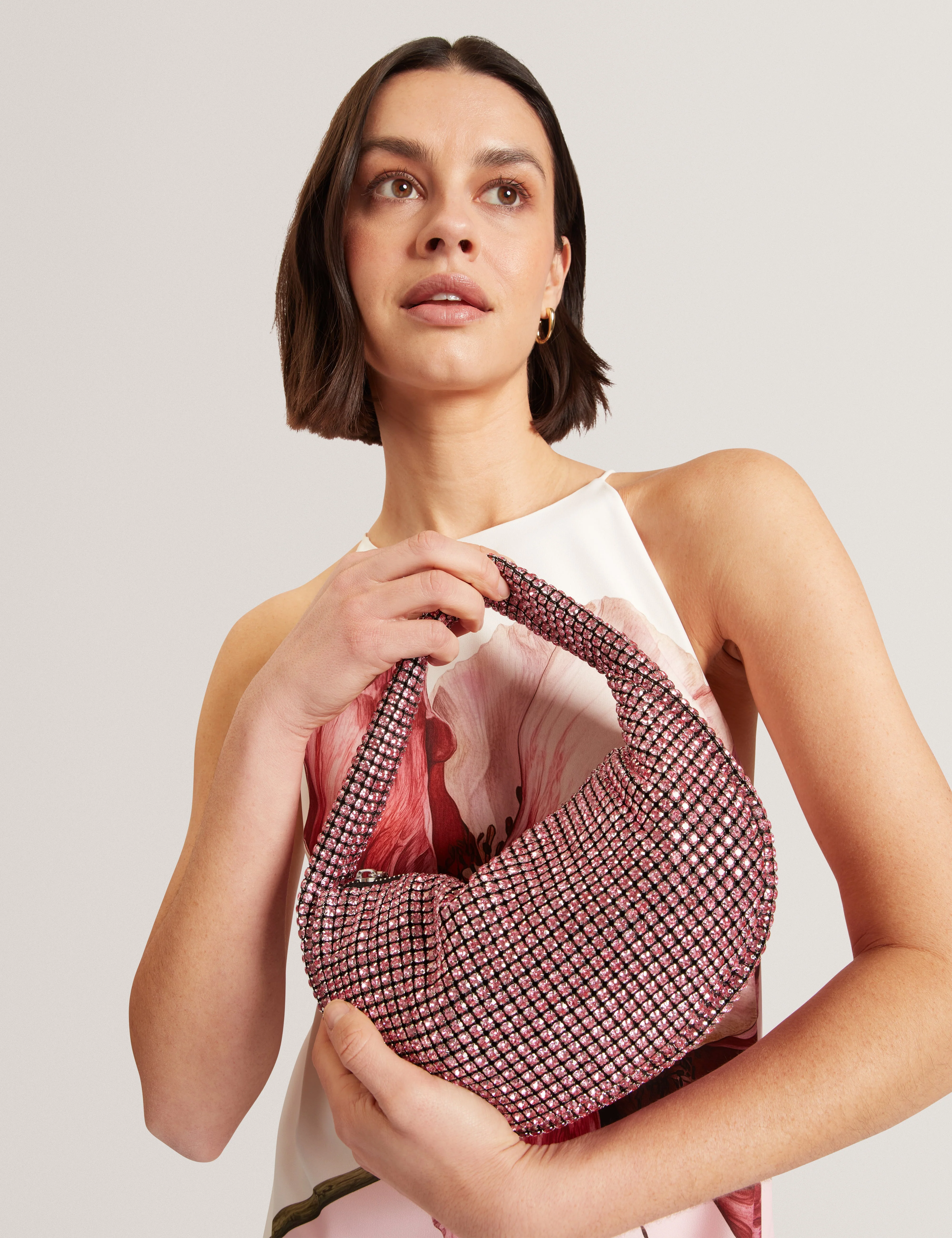 Crystiz Medium Crystal Slouchy Hobo Bag Lt-Pink - Image 2