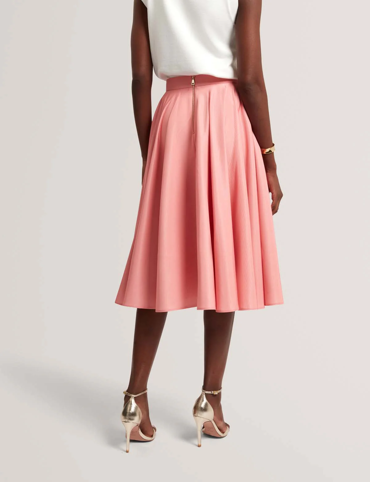 Darraa Floral Printed Ottoman Midi Skirt Coral - Image 4