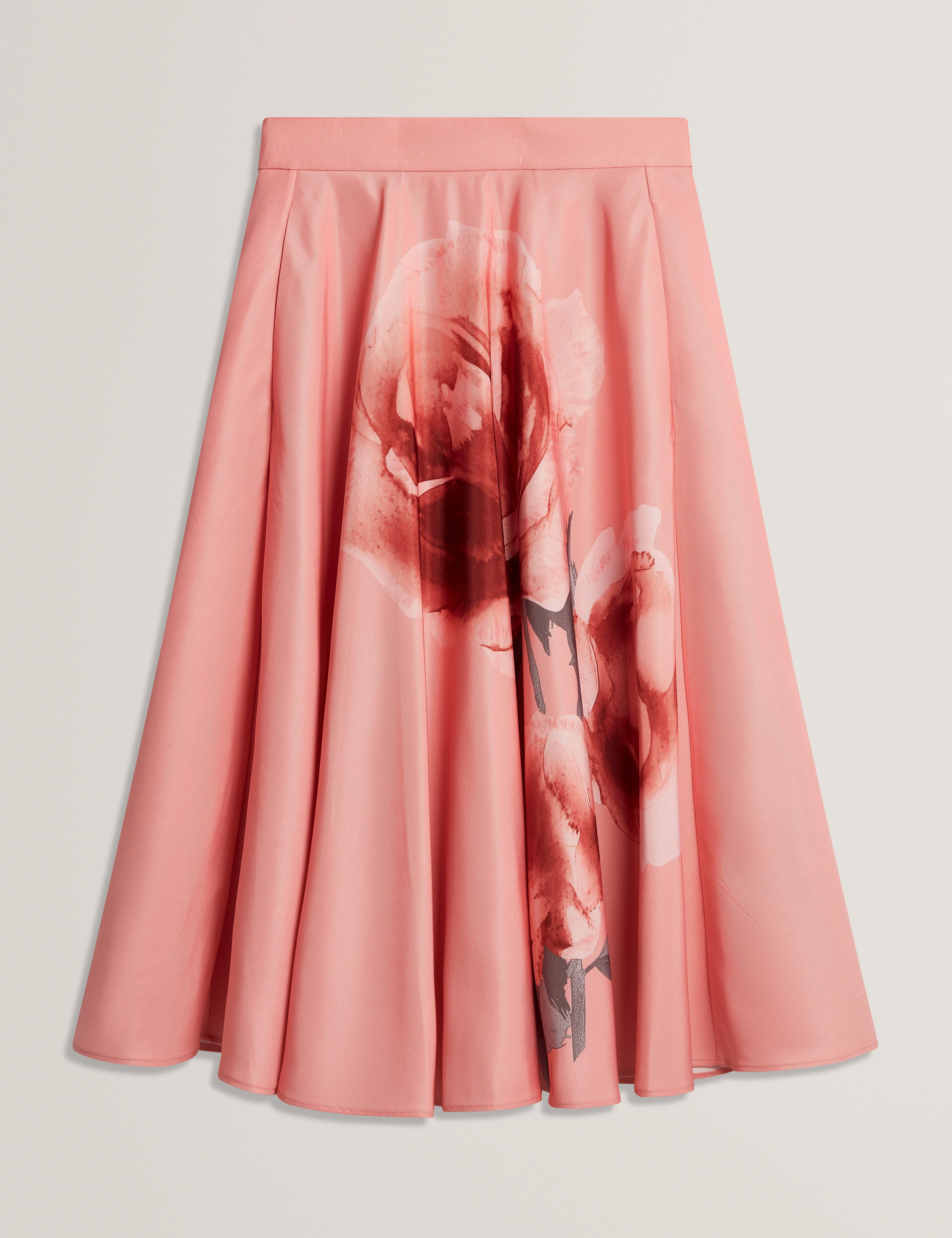 Darraa Floral Printed Ottoman Midi Skirt Coral - Image 6