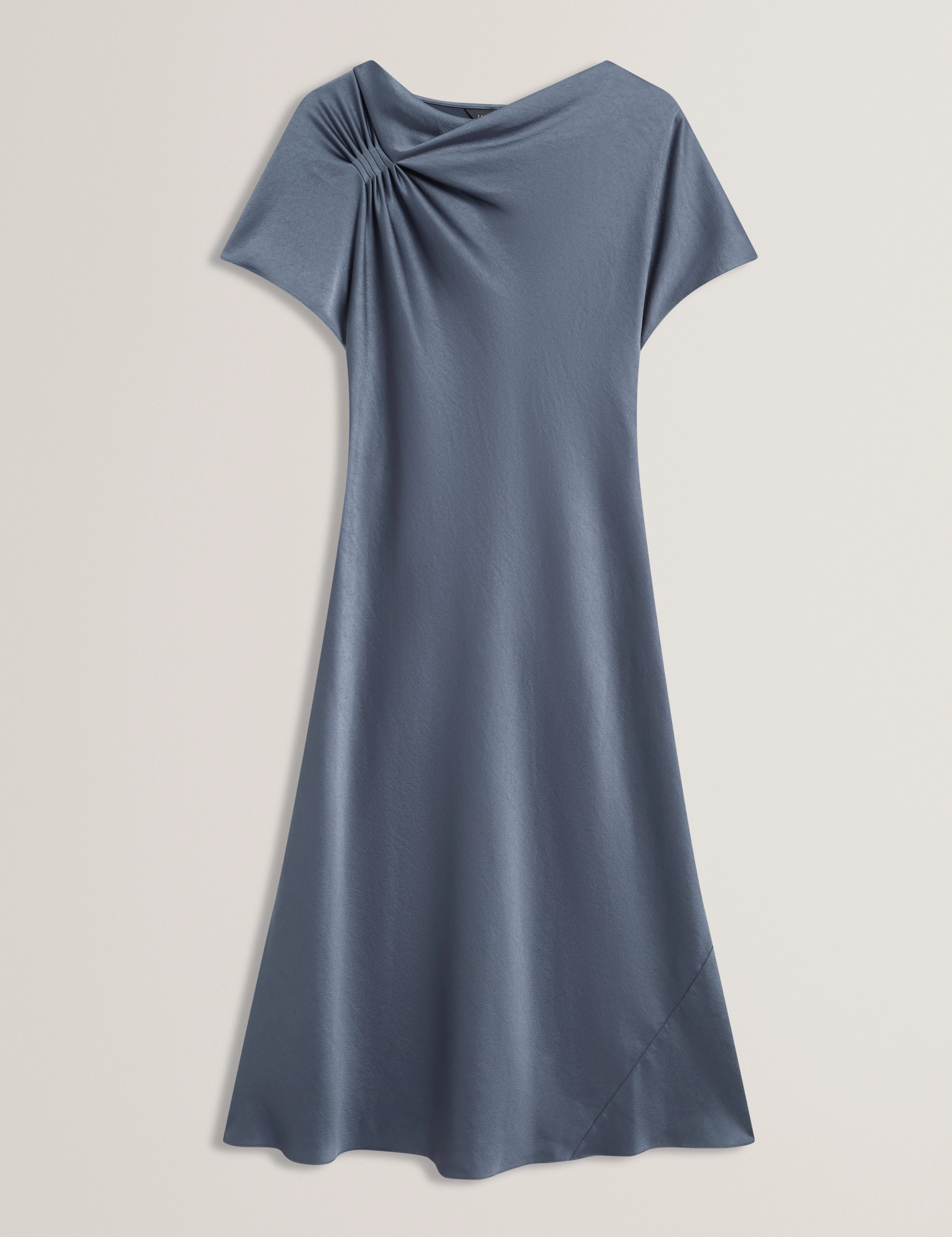 Dascha Draped Neck Bias Midi Dress Grey - Image 7