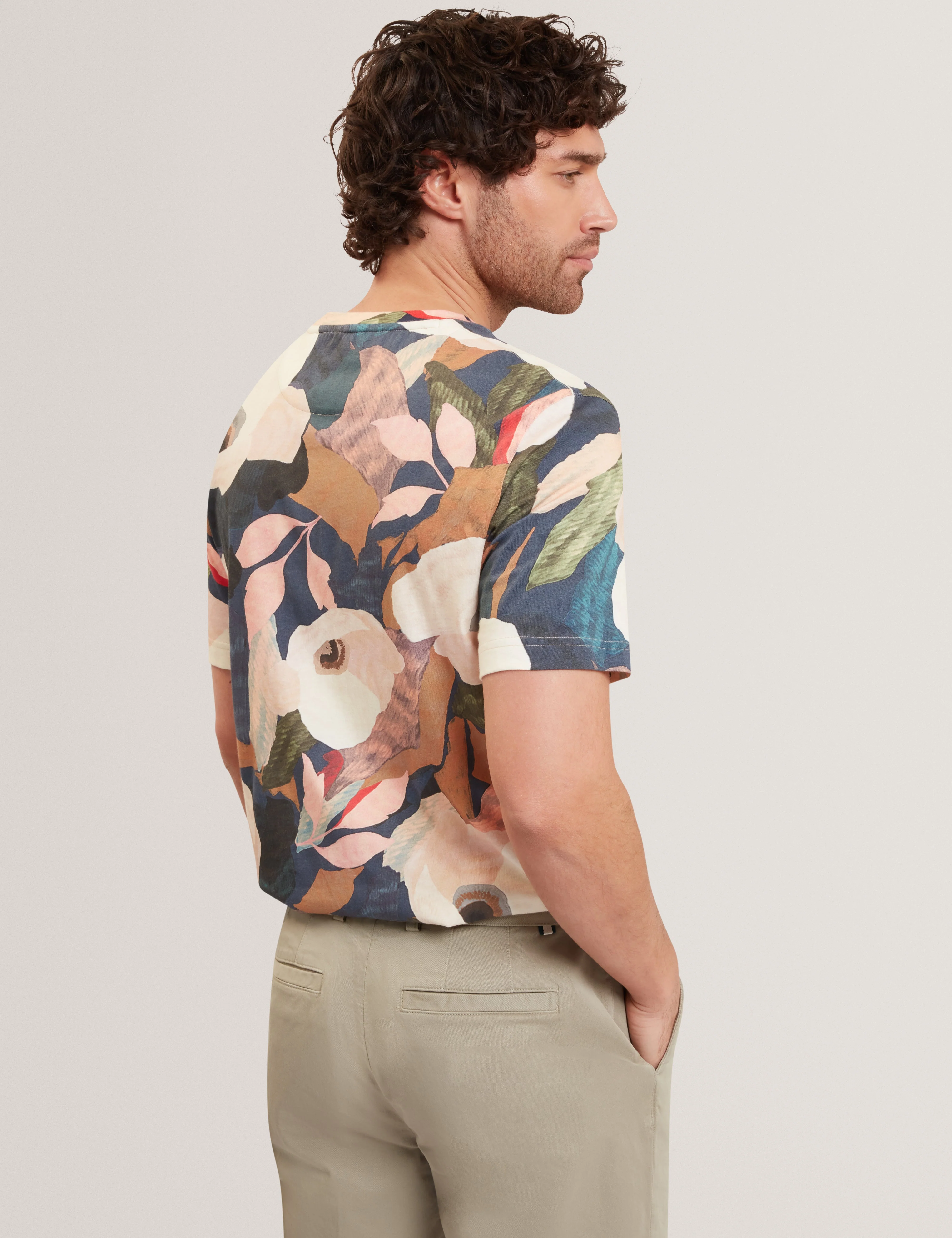 Dowlle Ss Linen Blend Floral T-Shirt Multicol - Image 5