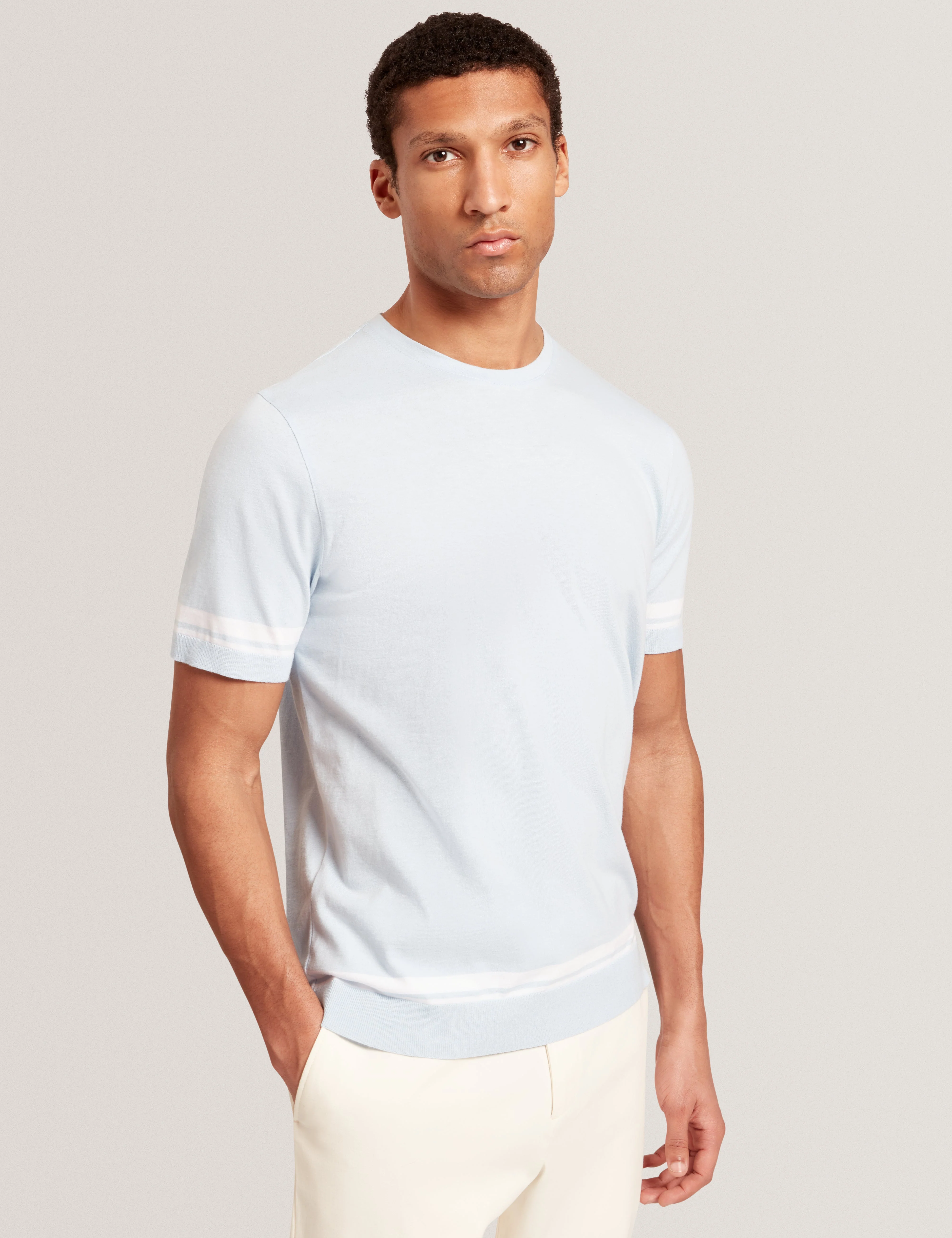 Eauts Short Sleeve Ribstart T-Shirt Pl-Blue