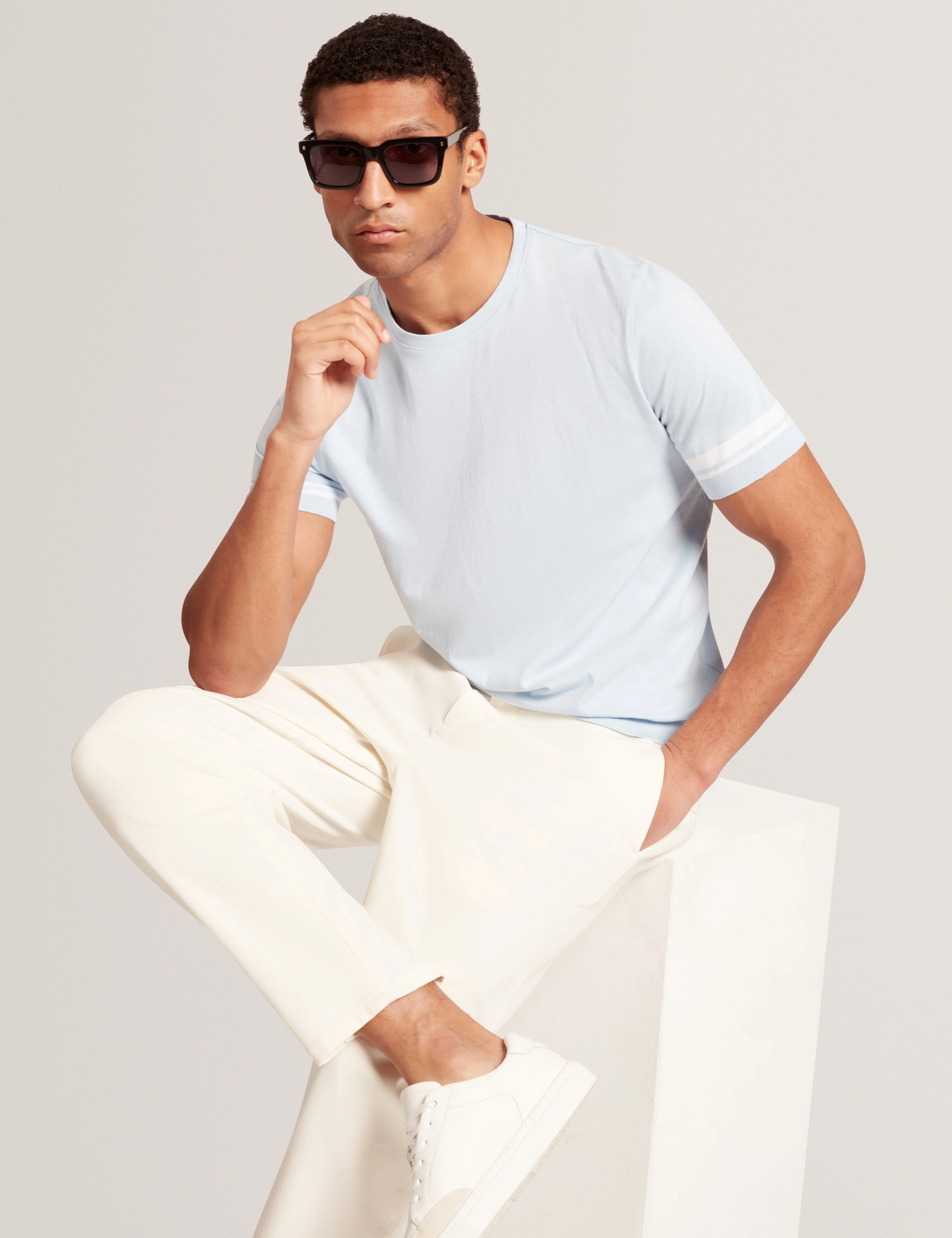 Eauts Short Sleeve Ribstart T-Shirt Pl-Blue - Image 2